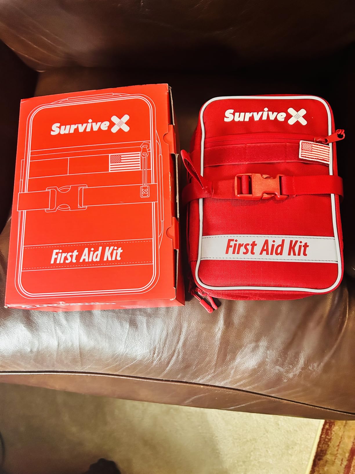 SurviveX Large First Aid Kit, Labeled Pockets, Zip Stitch Wound Closures | Close wounds without stitches, quickly find what you need, first aid emergency kit for car, home, travel, camping, outdoors customer photo 1