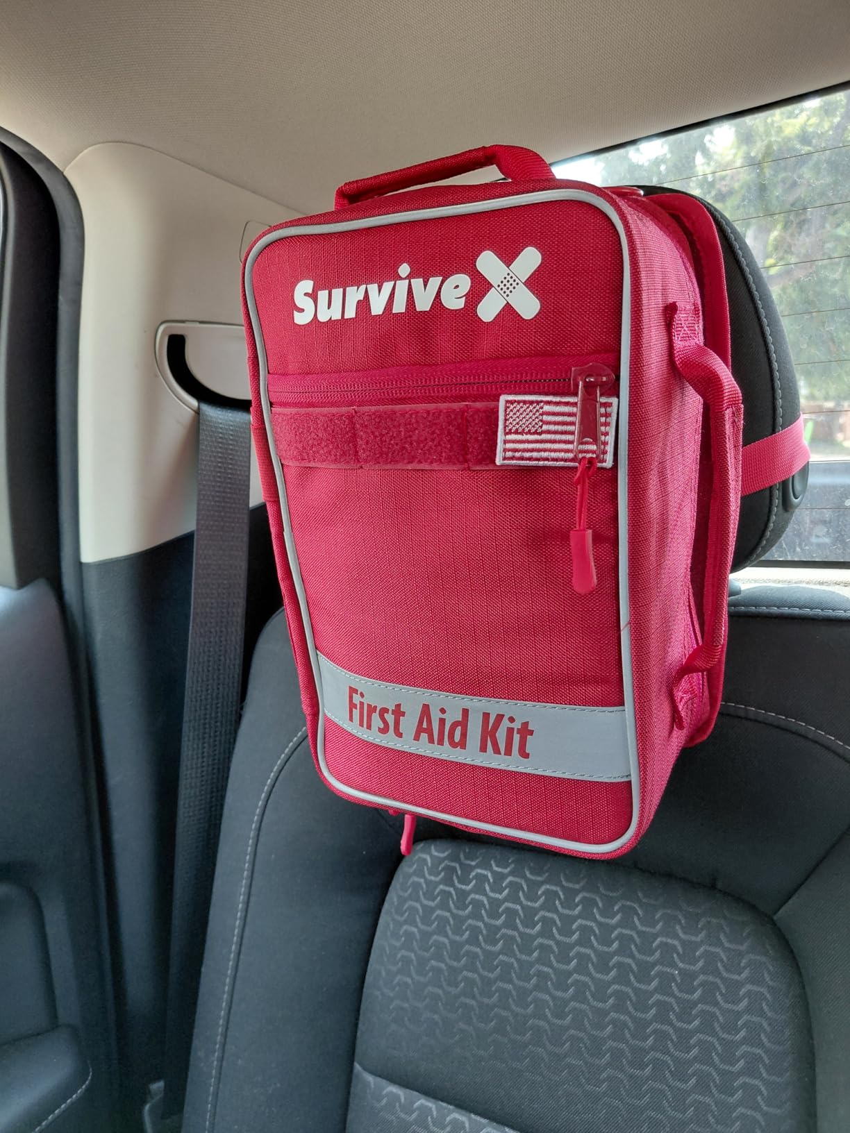 SurviveX Large First Aid Kit, Labeled Pockets, Zip Stitch Wound Closures | Close wounds without stitches, quickly find what you need, first aid emergency kit for car, home, travel, camping, outdoors customer photo 2