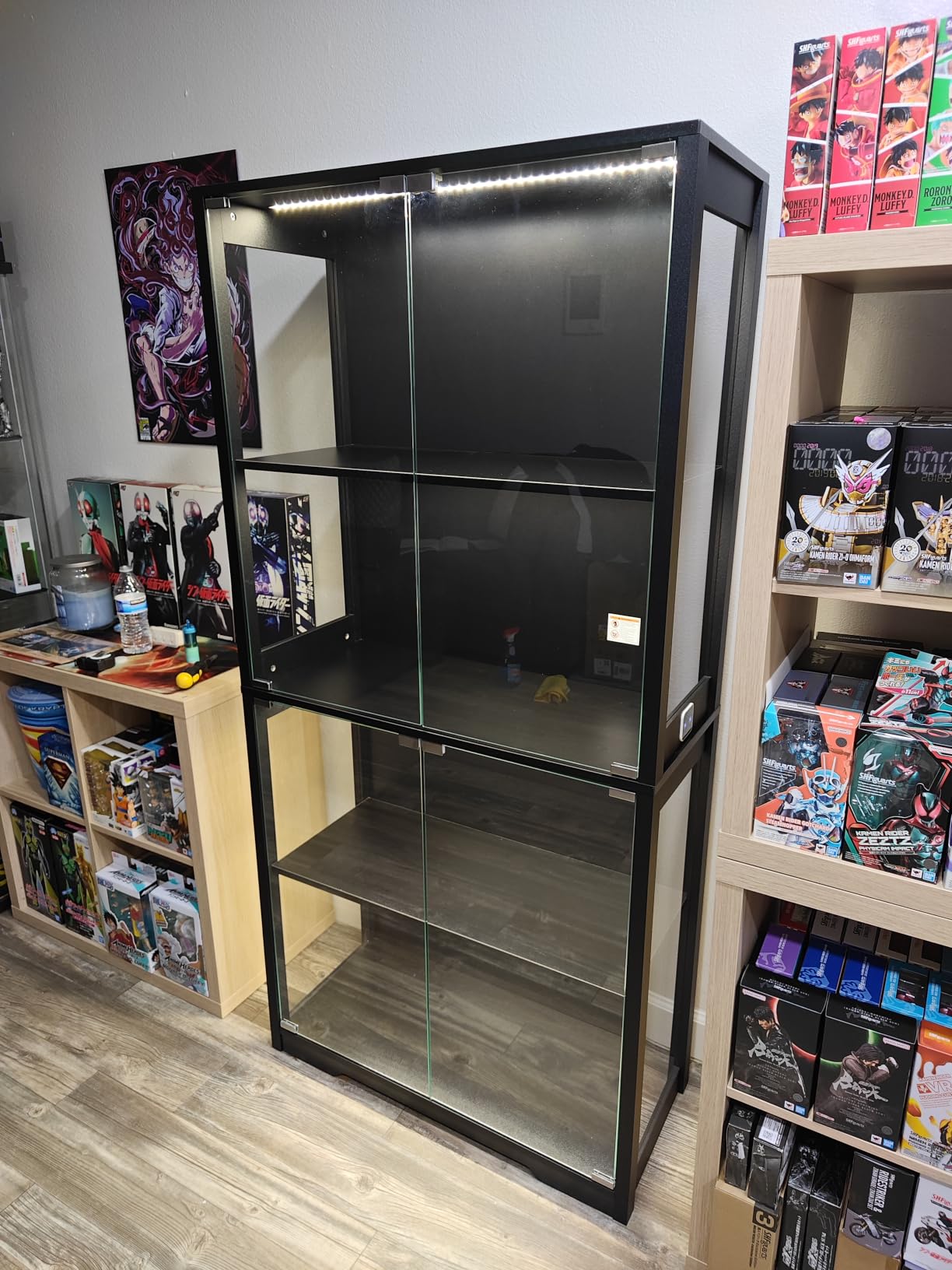 BROTTAR Display Cabinet with Glass Doors, 4-Tier Display Case, Black | Curio Cabinet with 3 Color Lights for Collectibles, Storage Cabinets with Human Body Sensor customer photo 1