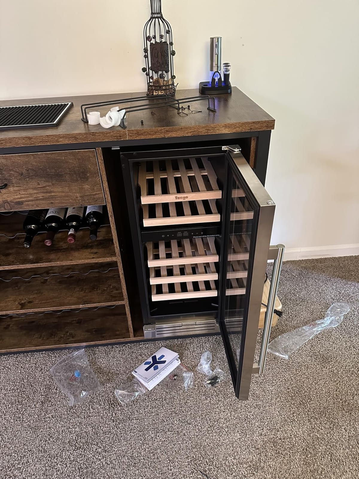 Yeego Wine Fridge Cooler - 24 Inch Dual Zone Wine Fridge Hold 52 Bottles, 40-65°F Wine Refrigerator Glass Door, Built in, Freestanding Under Counter Fridge for Beer Soda Drink Home Bar Office customer photo 2