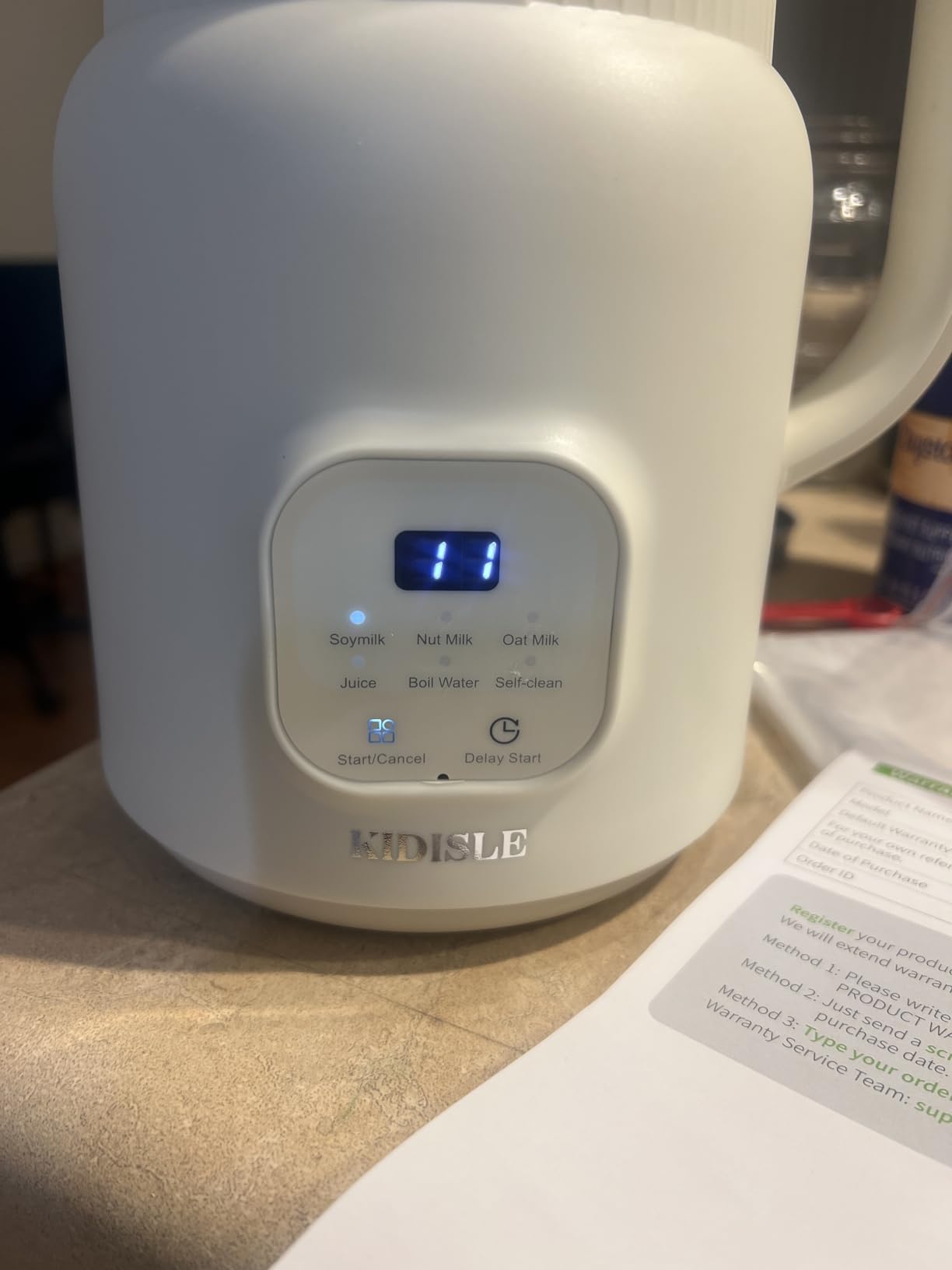 KIDISLE Automatic Nut Milk Maker, 20oz Homemade Almond, Oat, Coconut, Soy, Plant Based Milks and Non-Dairy Beverages with Delay Start/Keep Warm/Self-Cleaning/Boil Water, White | Homemade soy & coconut milk, Self-clean saves cleanup, 304 stainless, no plastic taste, Delay Start & Keep Warm, Morning Prep customer photo 2