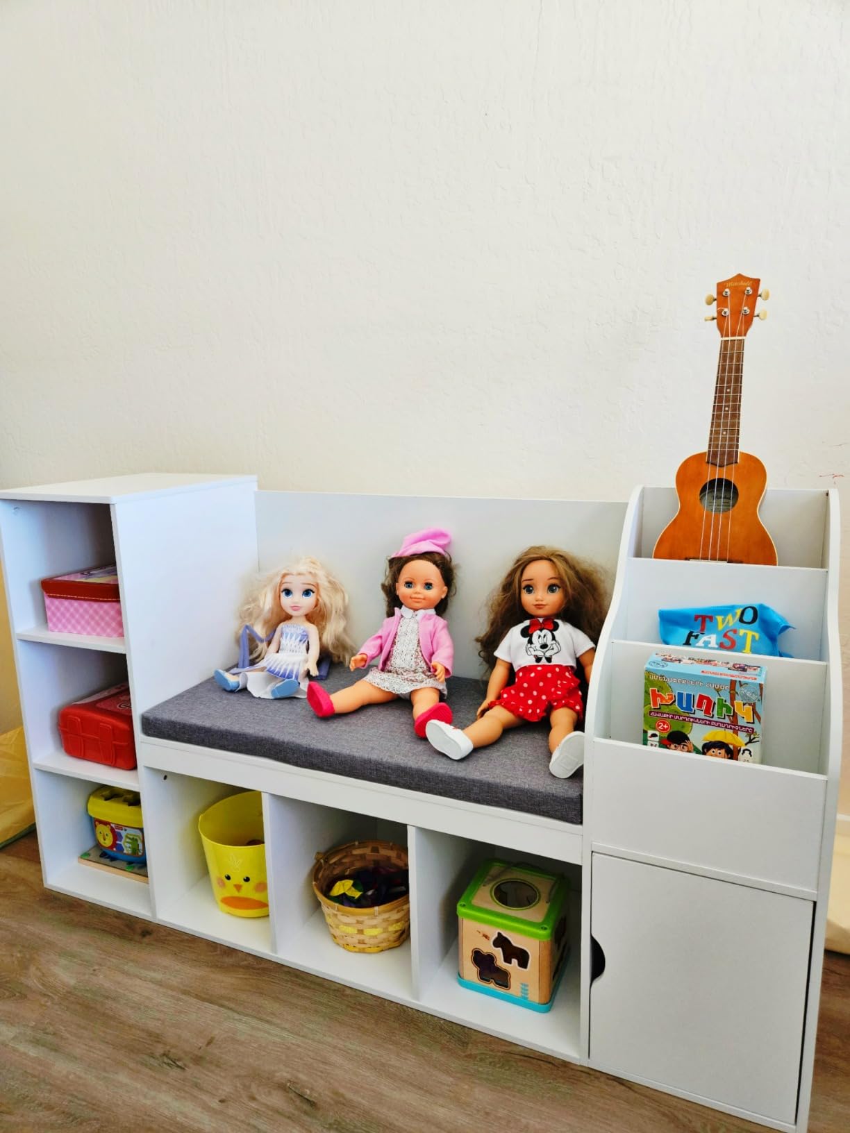 MU Kids Bookshelf with Reading Nook, Wooden Toy Storage Organizer with Chalkboard and Bench, Kids Reading Nook for Boys & Girls, Toddler Toy Shelf for Bedroom, Nursery, Playroom, Natural Oak customer photo 1