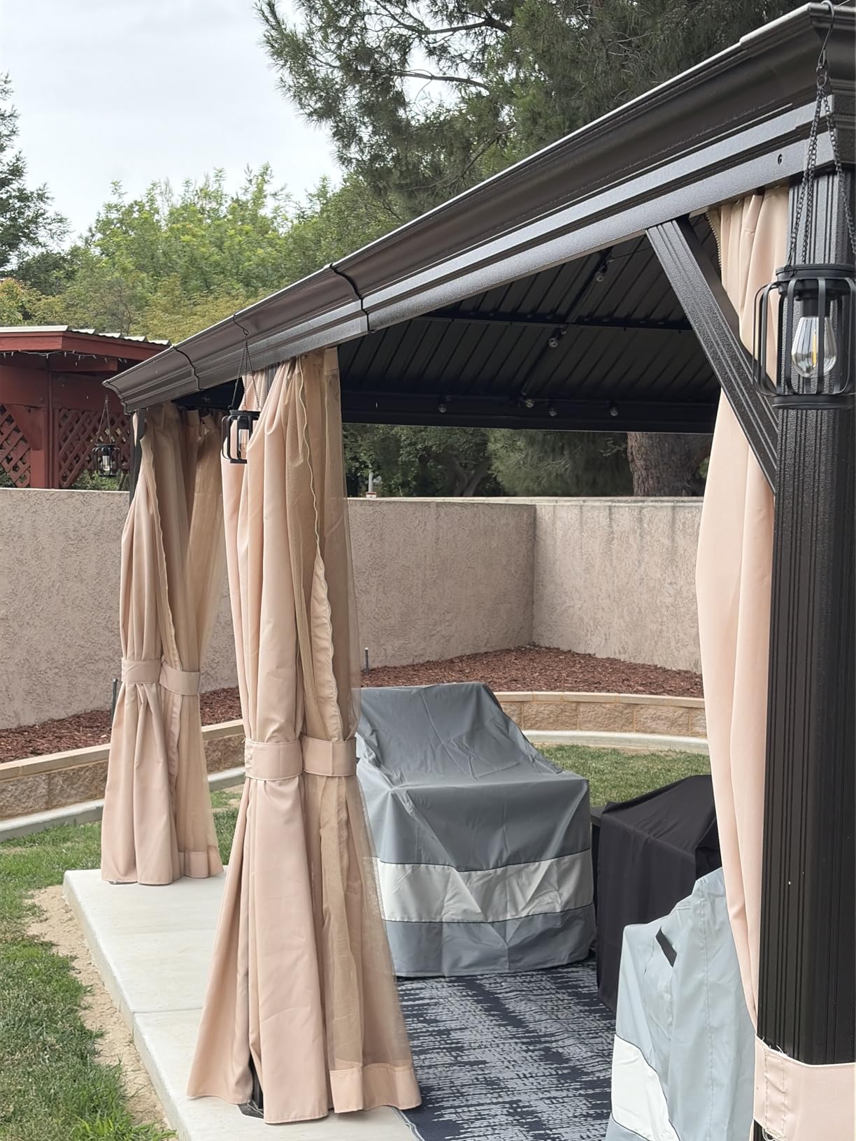 Solar Hanging Lanterns Outdoor Waterproof: 4 Pack Metal Solar-Powered Lights with Hook, Bright Warm Lantern Decor for Outside, Classic Outdoor Lighting for Yard Garden Patio Porch Balcony Decorations customer photo 1