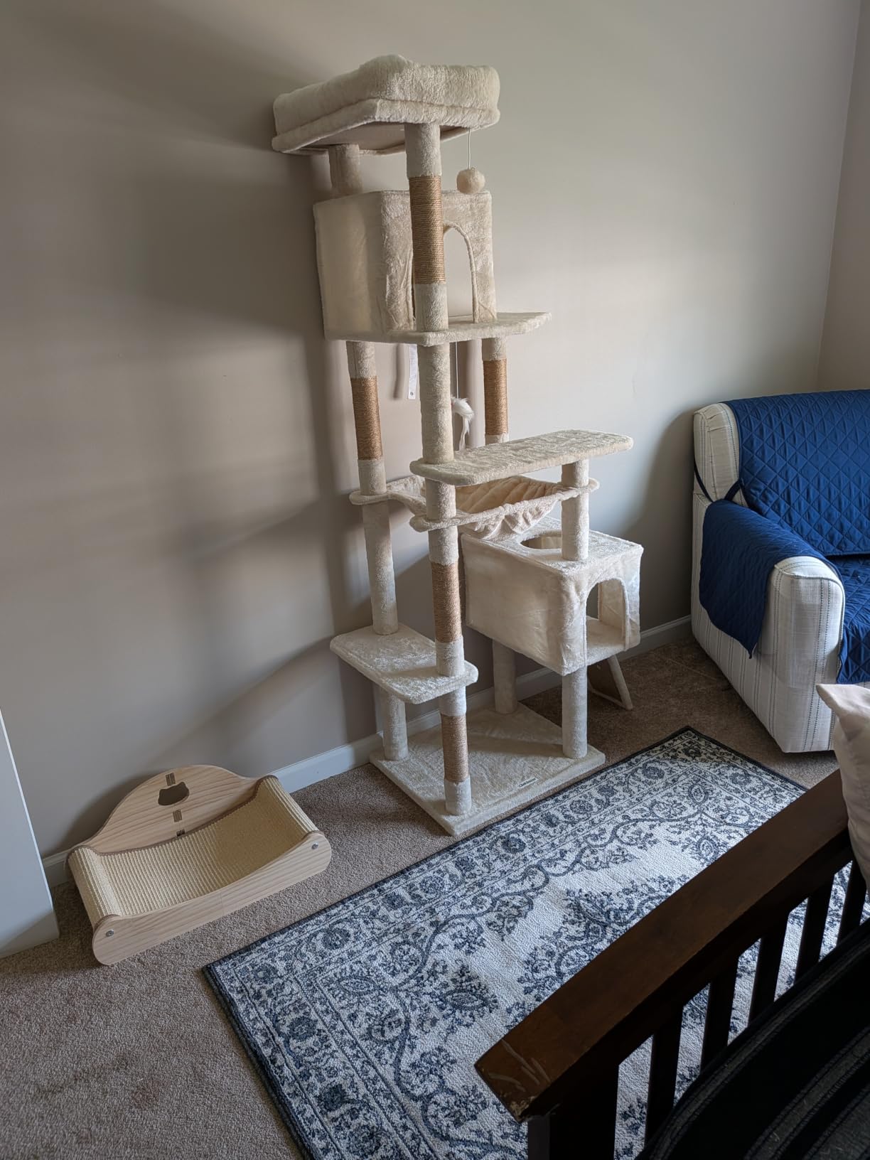 Globlazer Heavy Duty Cat Tree F70 Pro, 70 inch Sturdy Cat Tree for Indoor Cats, Extra Large Cat Tower with Scratching Post, Hammock, Cat Condo, Light Grey customer photo 1