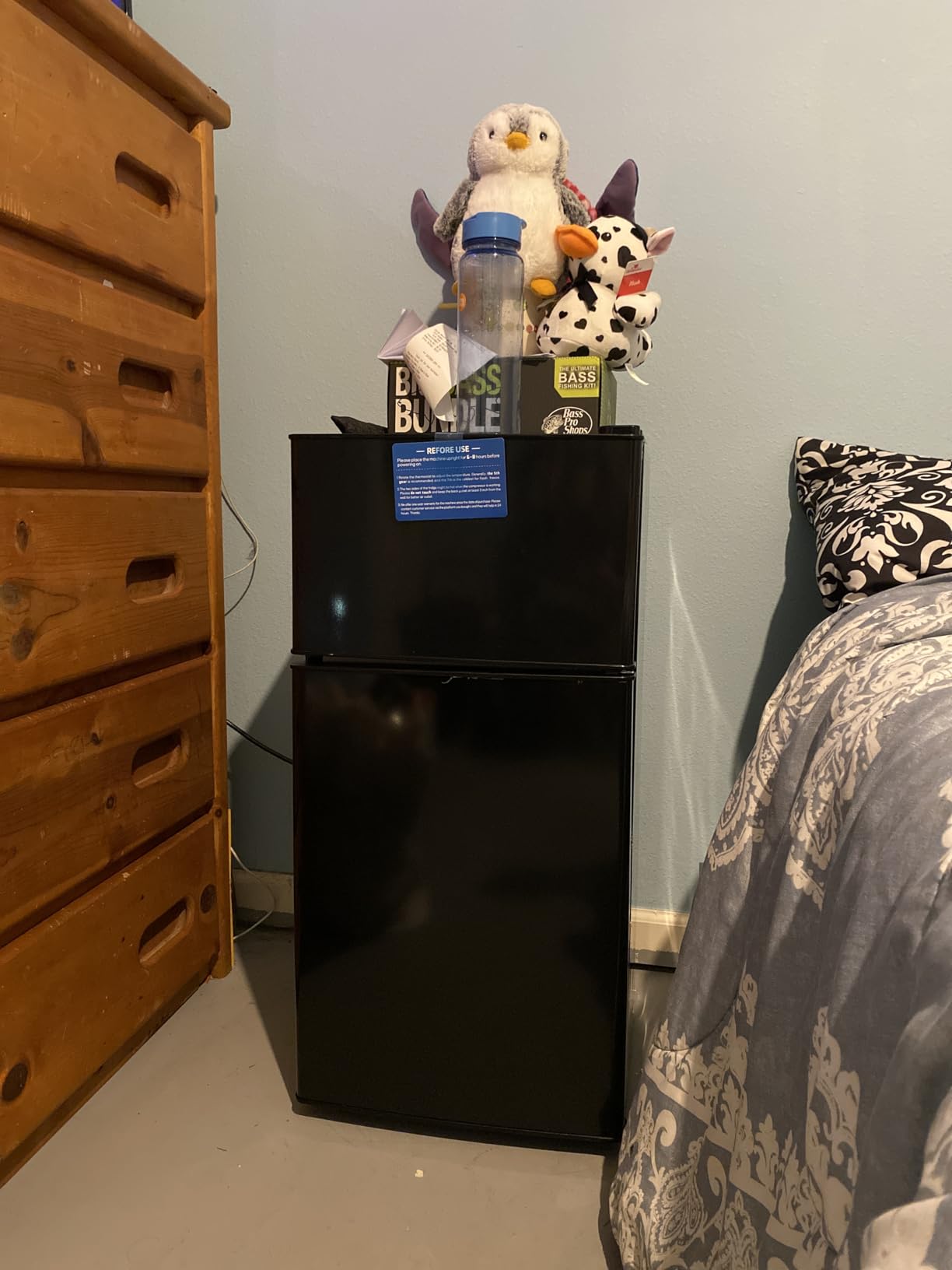 DEMULLER 45L Mini Fridge with Freezer & Double Door Small Size Tiny Refrigerator with 7 Temperature Control Knob Only Suitable for One Person Use Black customer photo 1