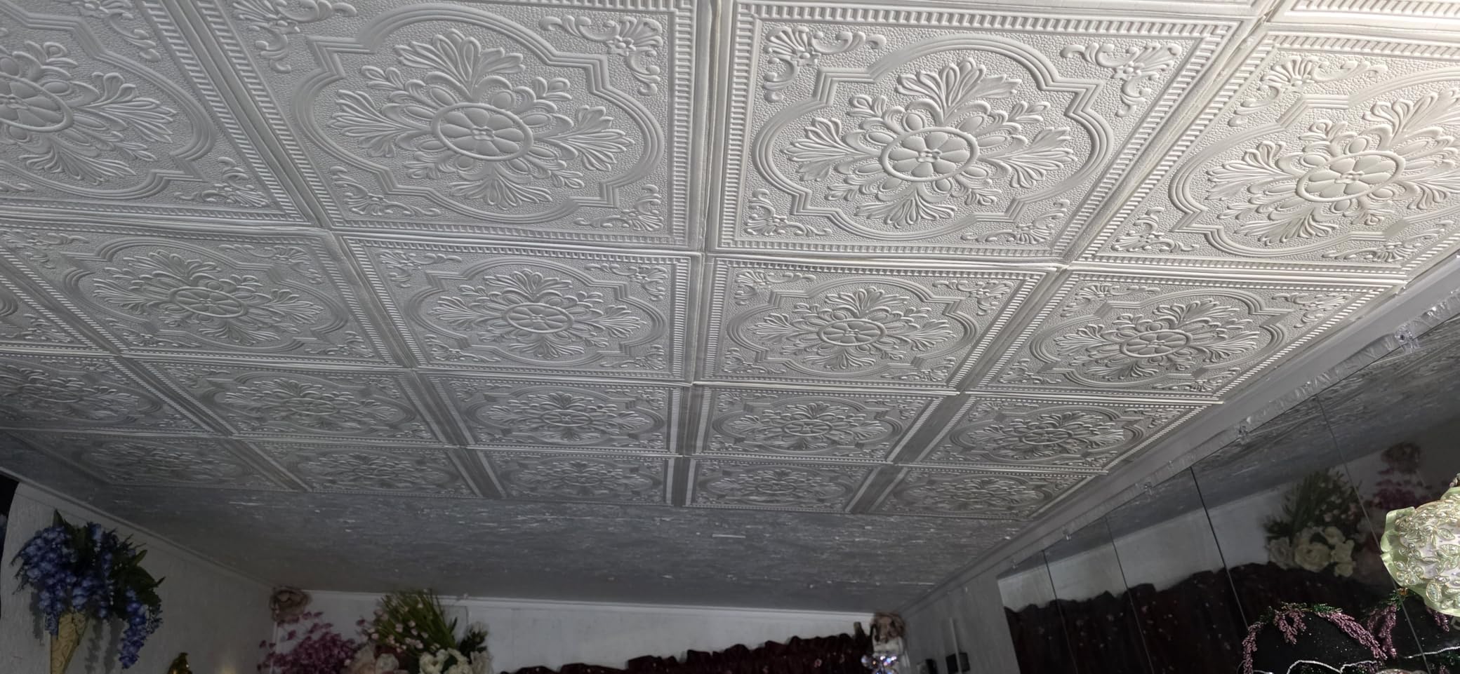 Ceiling Tiles, 3D Wall Panels Foam Peel and Stick, 16 Pcs Waterproof Ceiling Tiles Foam, Covered 21 Sq.Ft, Easy to Install for Ceilings and Wall Decor (13.8 x 13.8 inch) customer photo 1