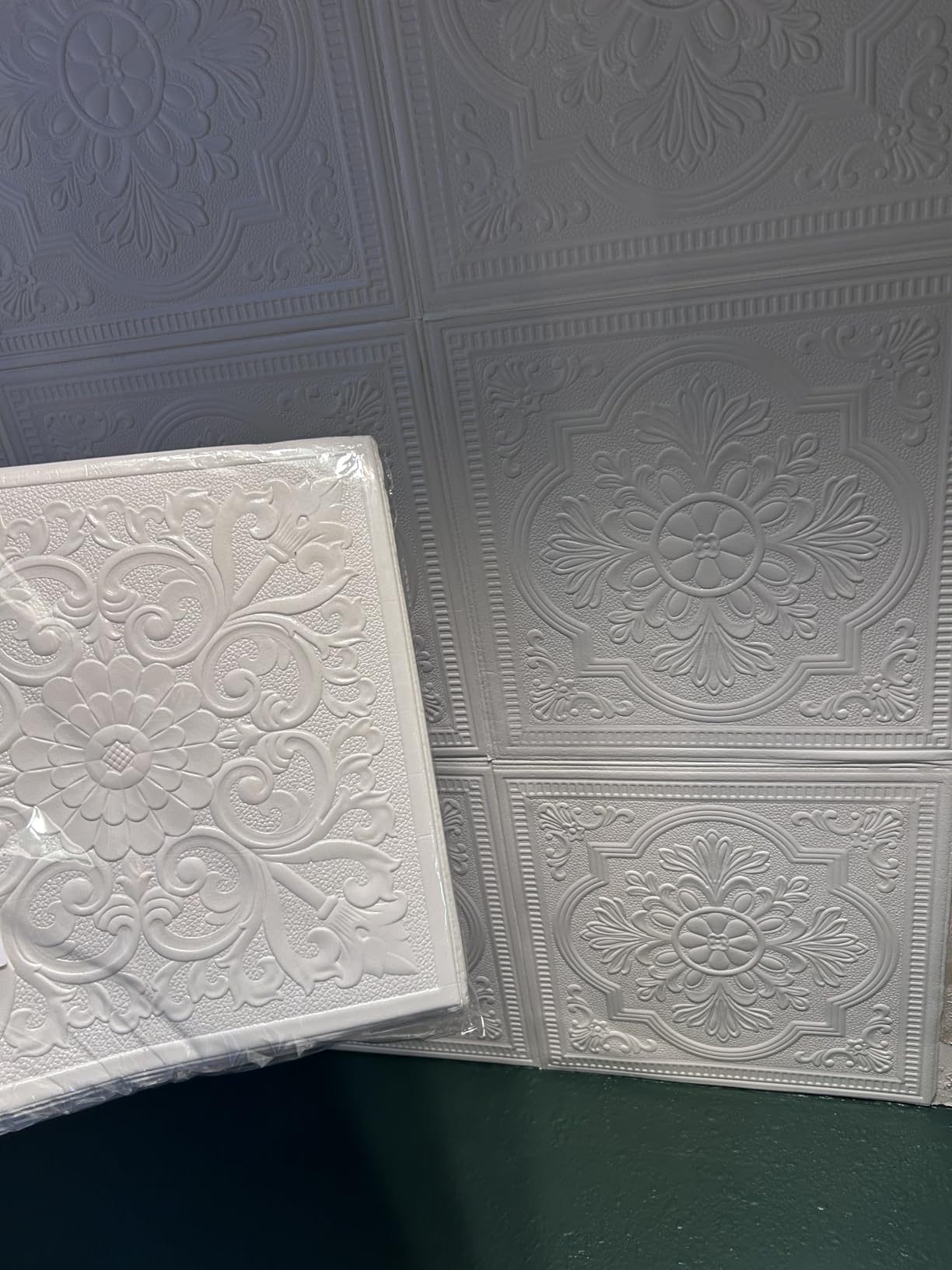 Ceiling Tiles, 3D Wall Panels Foam Peel and Stick, 16 Pcs Waterproof Ceiling Tiles Foam, Covered 21 Sq.Ft, Easy to Install for Ceilings and Wall Decor (13.8 x 13.8 inch) customer photo 2
