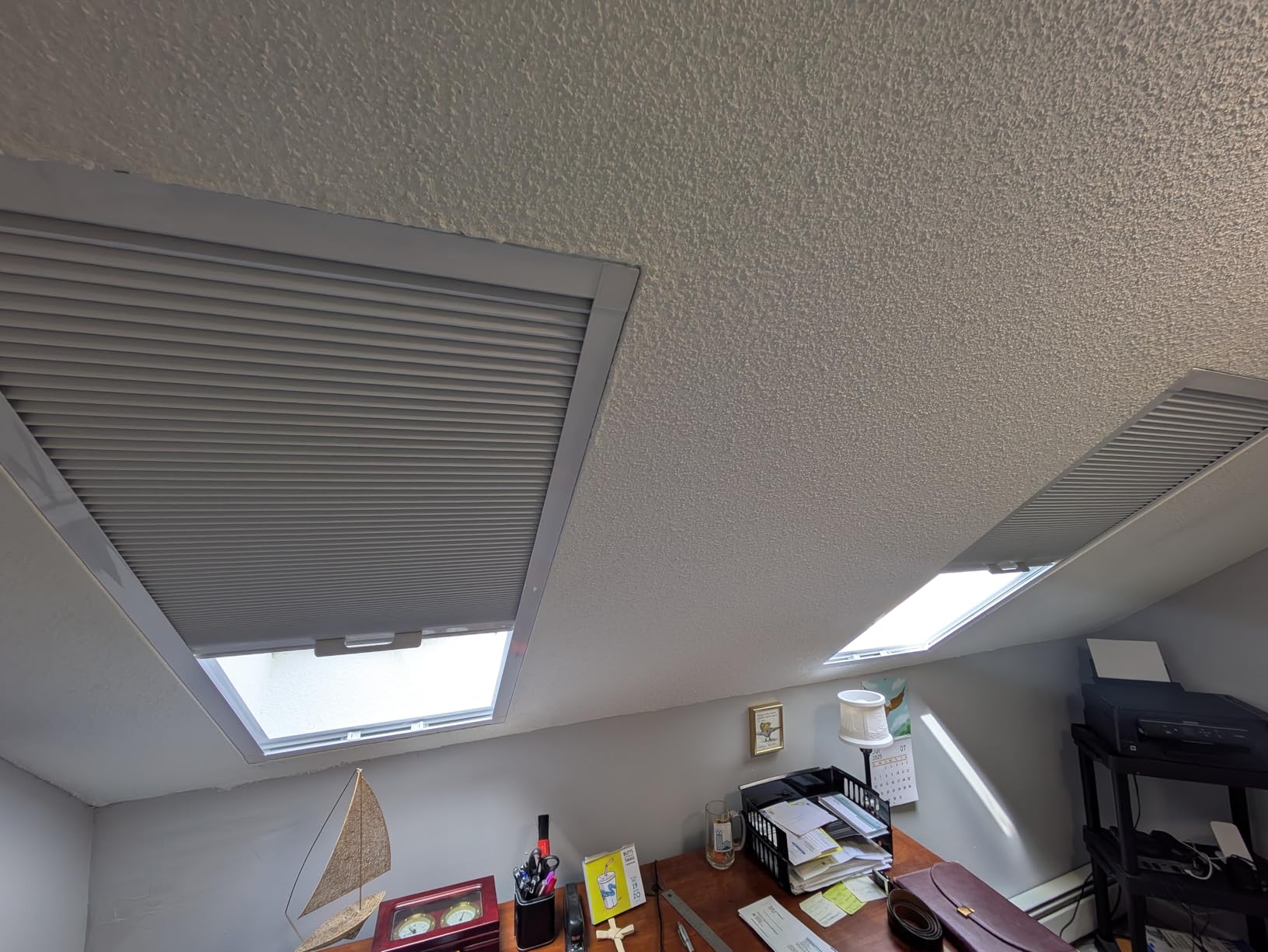 Skylight Blackout Window Blinds & Shades, Cordless Cellular Shades Thermal Insulation Honeycomb Blinds for Roof Inclined Plane Room Windows, Easy to Install - Custom Size (White) customer photo 1