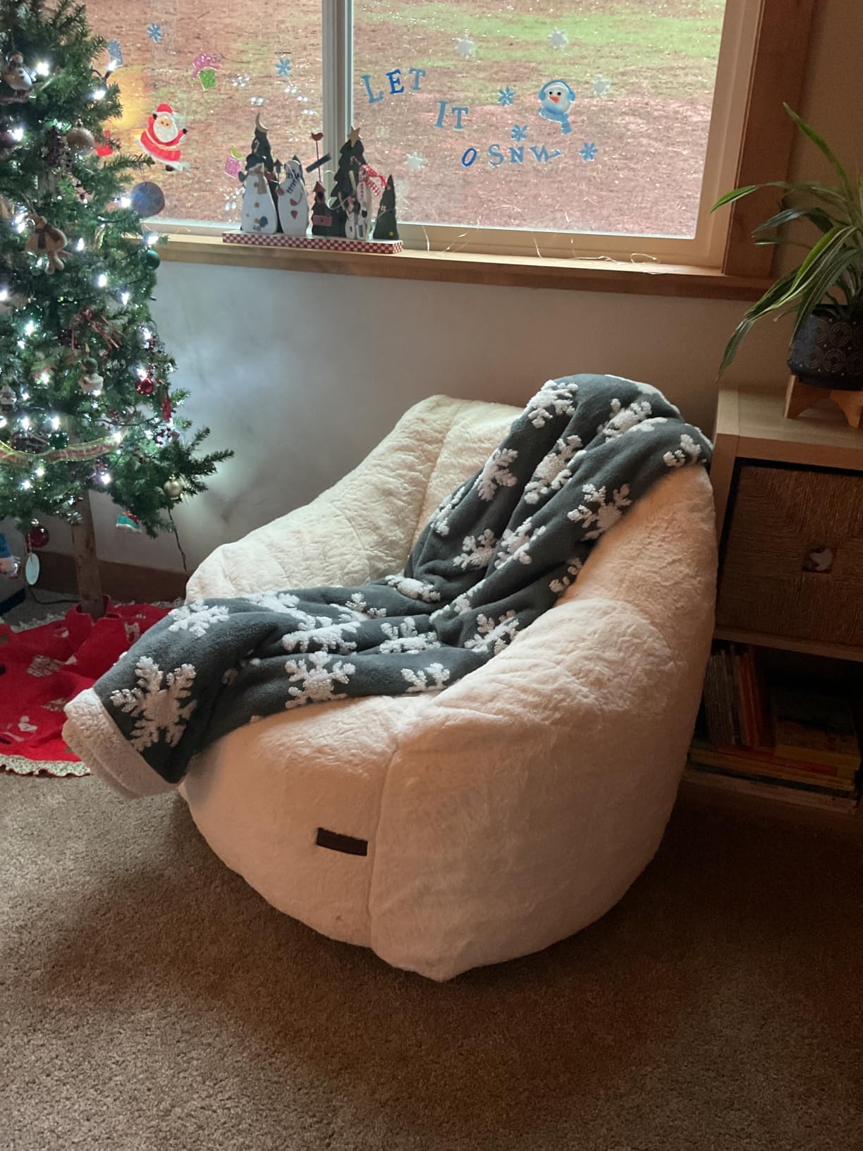 MAXYOYO Bean Bag Chair, Comfy Bean Bag Sofa with Back Support | Faux Fur Bean Bag Chair for Adults and Kids, Stuffed Floor Sofa for Living Room, Bedroom, Apartment, Beige customer photo 1