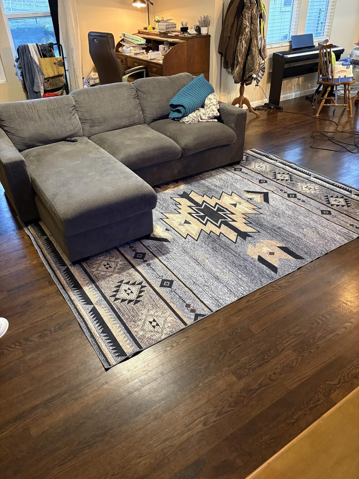 BENRON Western Area Rugs for Living Room Bedroom 5x7, Washable, Warm Beige | Non Slip Southwest Aztec Rustic Rug for Dining Table Kitchen Home Decor customer photo 1
