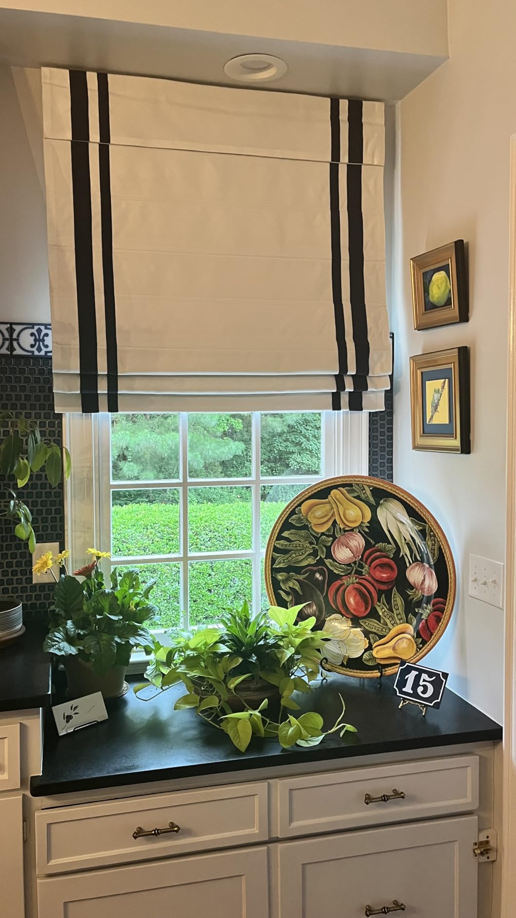 Blackout Bamboo Roman Shades Cordless, Woven Wood Natural Reef Roman Shade for Windows, Doors, Porch customer photo 1