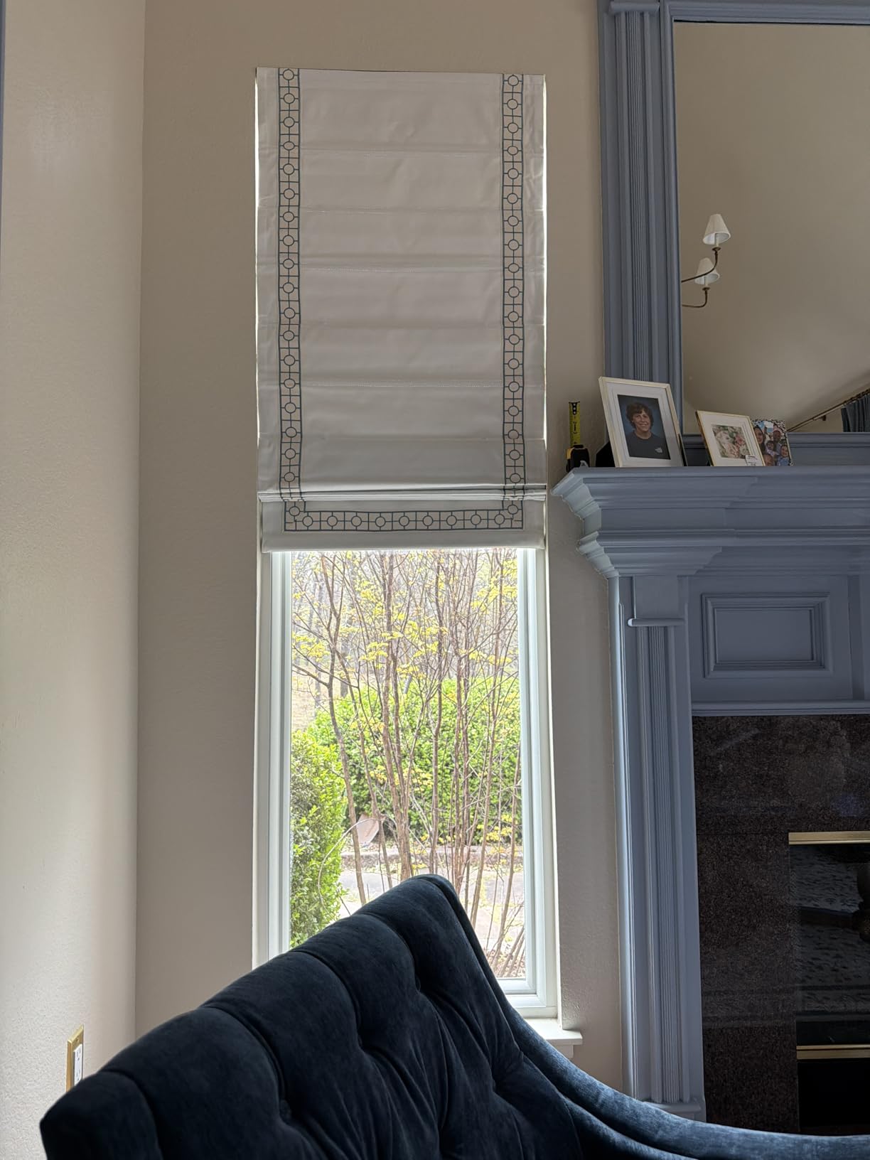 Blackout Bamboo Roman Shades Cordless, Woven Wood Natural Reef Roman Shade for Windows, Doors, Porch customer photo 2