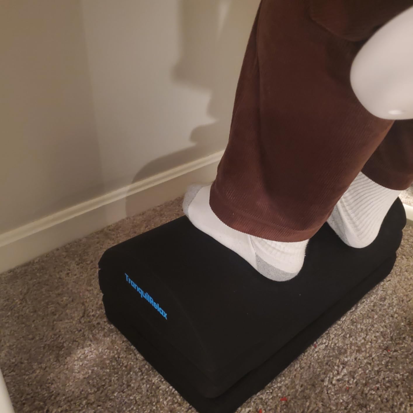TranquilRelax Foot Rest Under Desk, 3-Height Adjustable Foot Stool, Black | Desk foot rest, ergonomic foot support, machine-washable cover, non-slip bottom, gaming foot rest, office, car customer photo 1