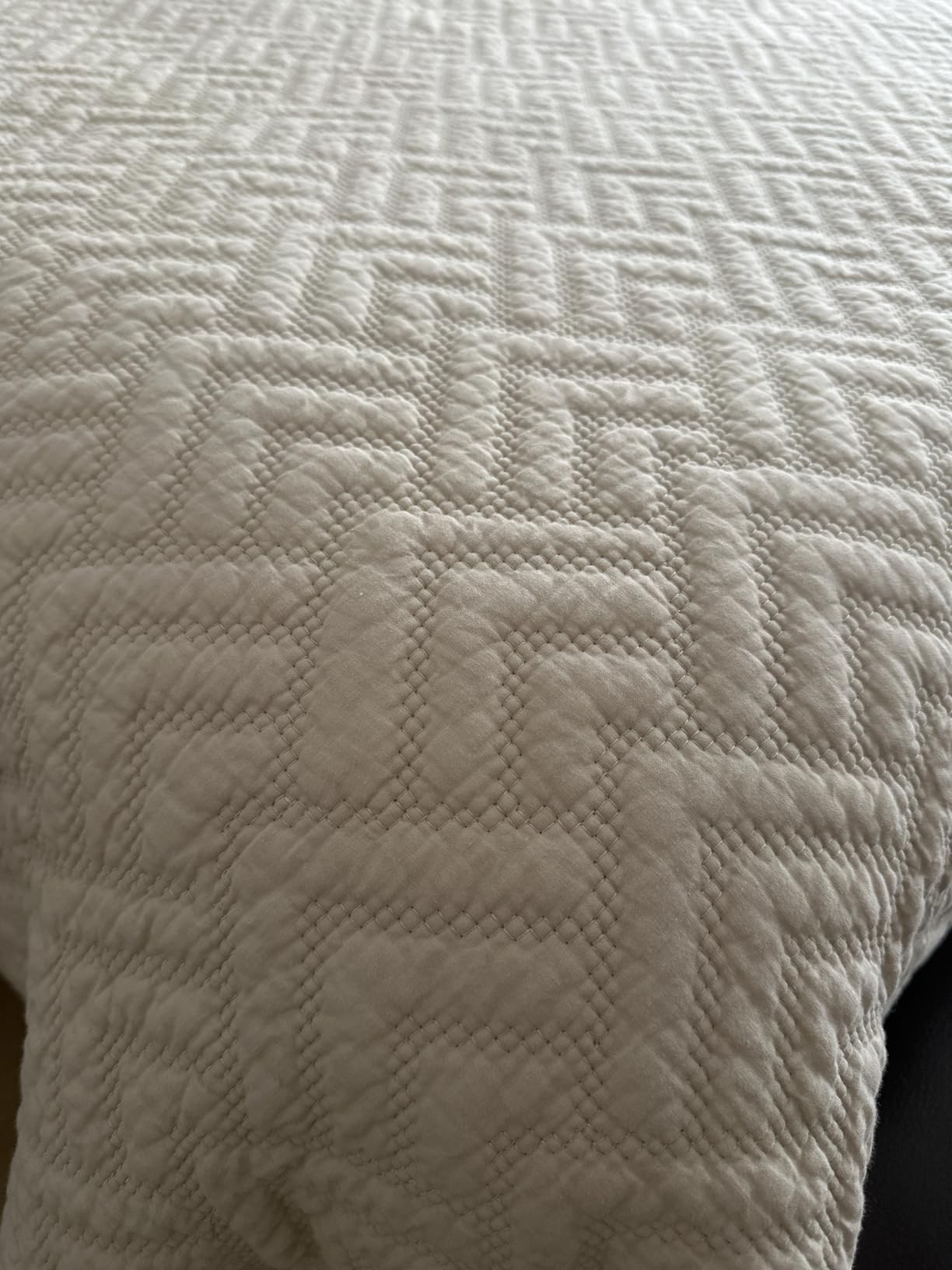 palassio White 100% Cotton Quilt Queen Size Bedding Sets with 2 Pillow Shams, Textured Lightweight Soft Bedspread Shabby Chic Coverlet, Quilted Comforter Bed Cover for All Season, 3 Pieces customer photo 2