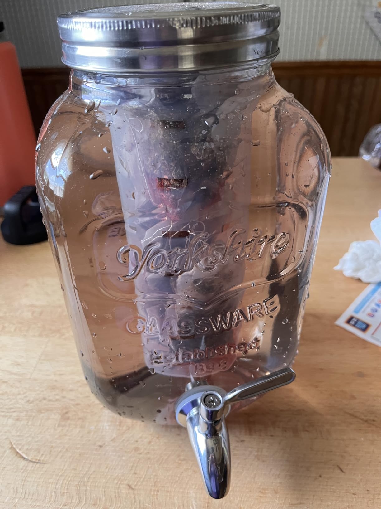1 Gallon Glass Beverage Dispenser with Lid, Stainless Steel Spigot, Glass Drink Dispensers for Parties, Lemonade Dispenser With Ice Cylinder for Weddings, Party, Sun Tea Jar, Water Juice Dispensers customer photo 2