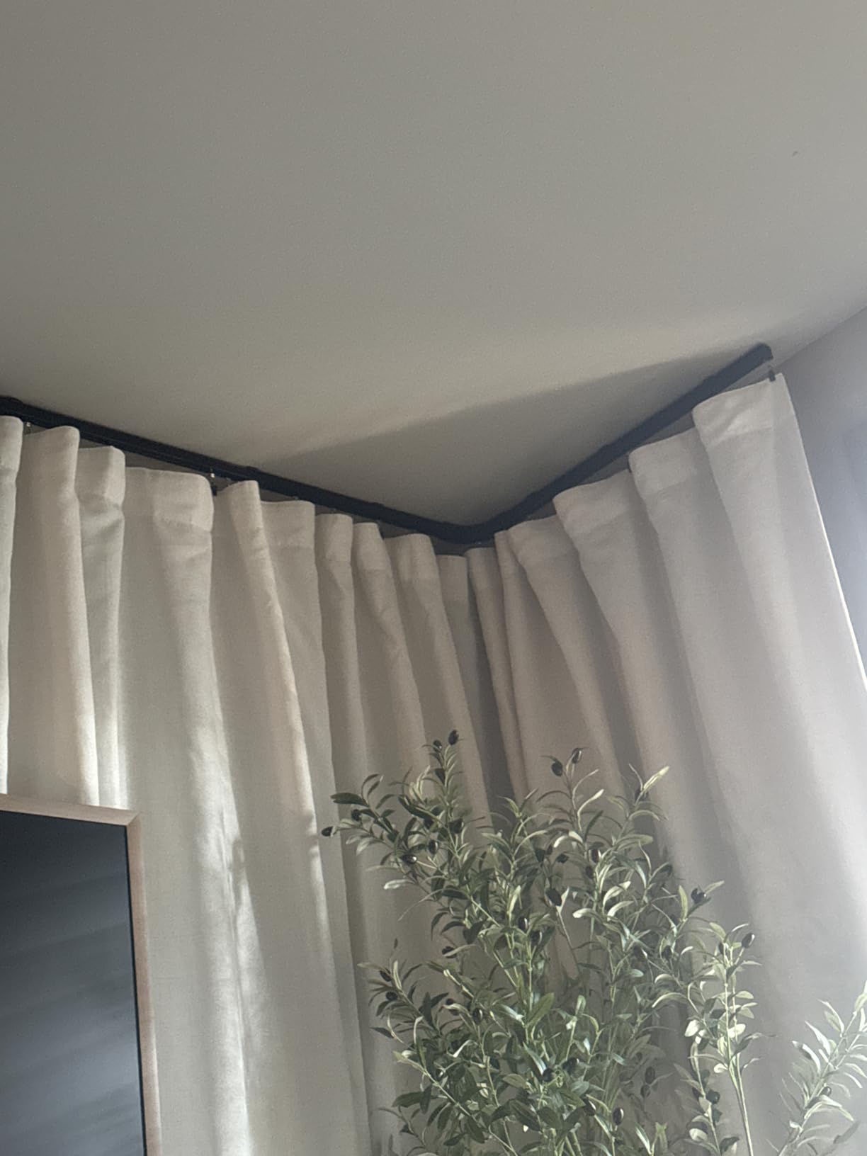 SOLOKOS 12-18 ft Ceiling Curtain Track with Hooks for Room Dividers, Black | Aluminum ceiling-mount curtain rail with hooks, brackets and corner connectors for room dividers and privacy curtains customer photo 2