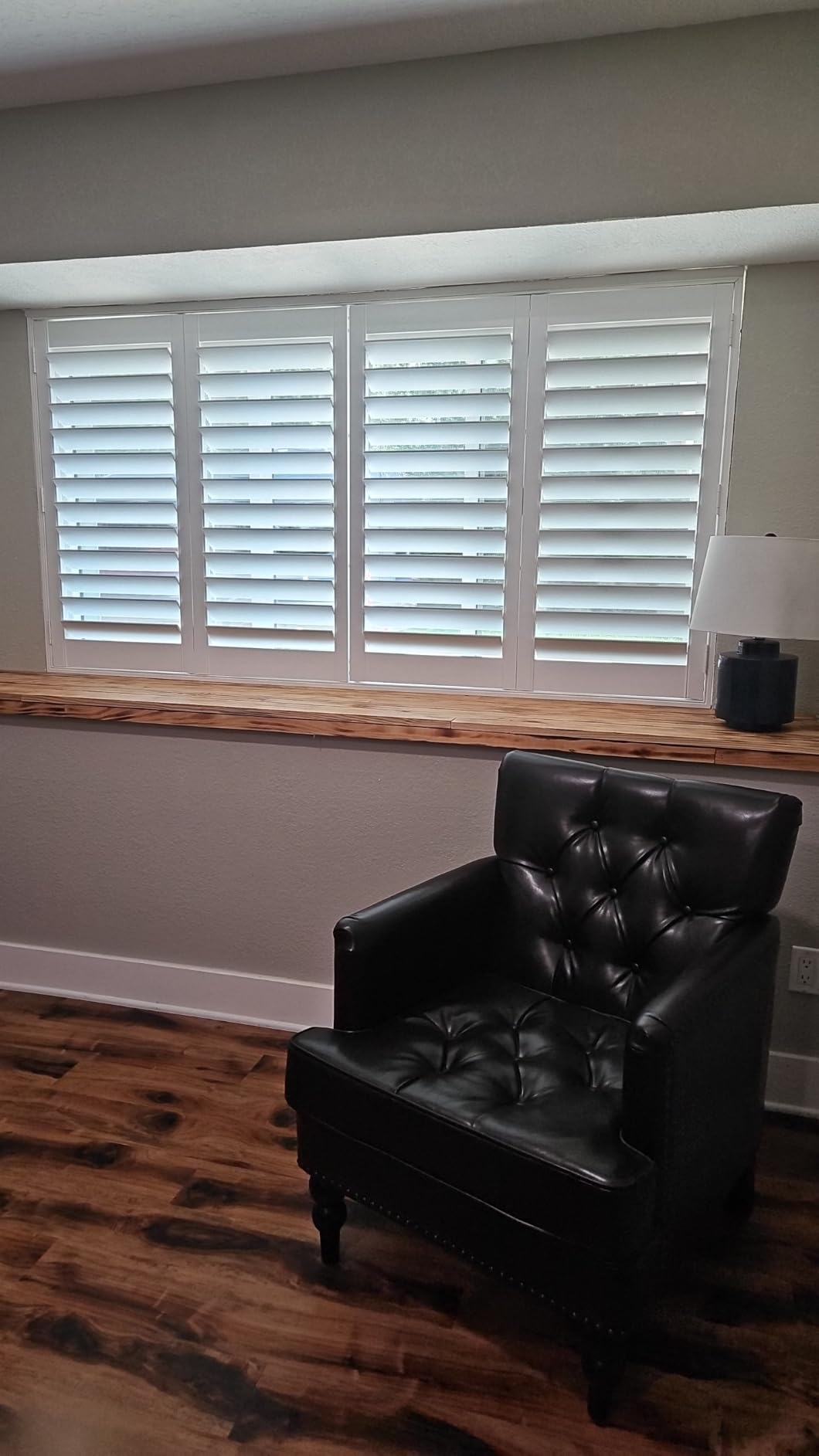 Plantation Shutters for Interior Windows, White, Faux Wood, Custom Made | Interior/Inside, Humidity-Resistant, Protect Privacy, Adjust light, for Bath, Kitchen, Livingroom, Bedroom, Eco-friendly, Blackout customer photo 1