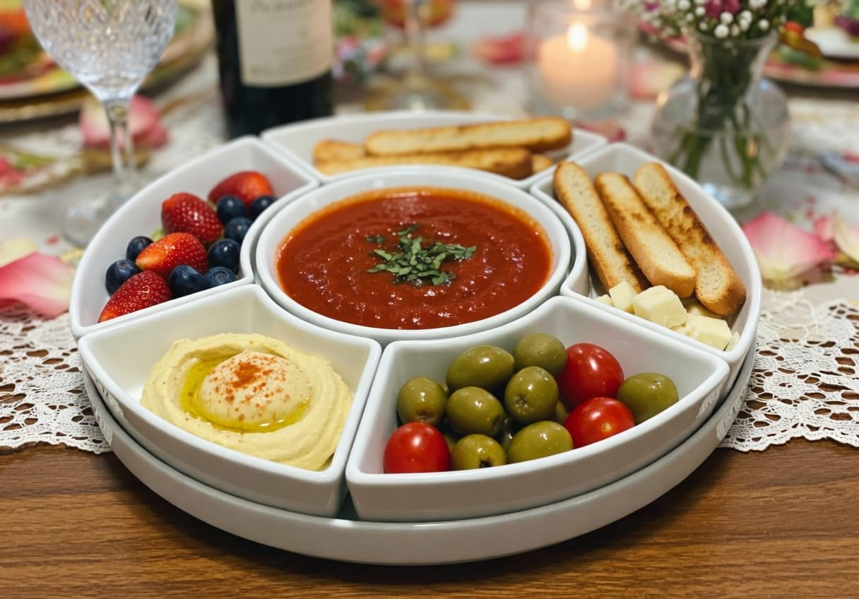 MALACASA Porcelain Divided Serving Dishes, Appetizers Tray, Serving Tray for Party - Perfect for Chips and Dip, Fruit, Veggies, Candy and Snacks, Divided Serving Platter, Relish Tray, White customer photo 1
