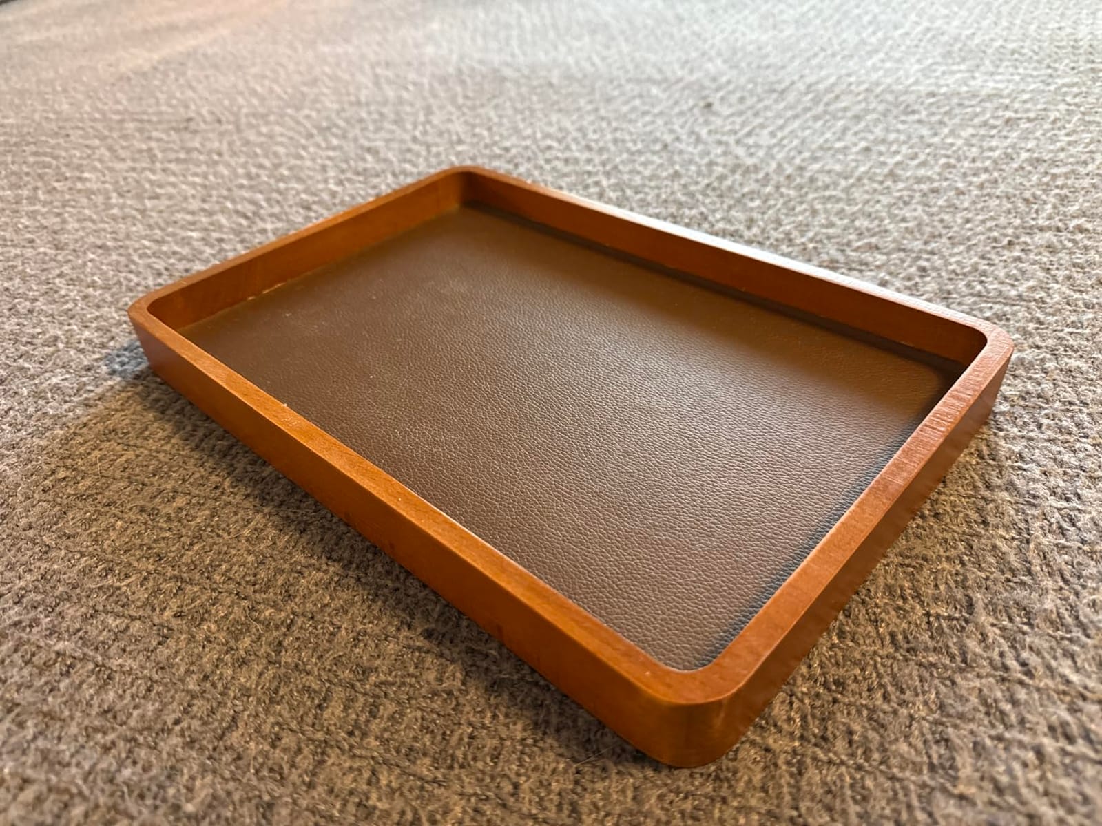 ProCase Wood Valet Tray for Men, Key Tray, Desk & Nightstand -DarkBrown | Wood Catch-All EDC Tray for Nightstand Decor, Desk & Entryway, Holds Keys, Wallets, Watches, Phones & Coins customer photo 1