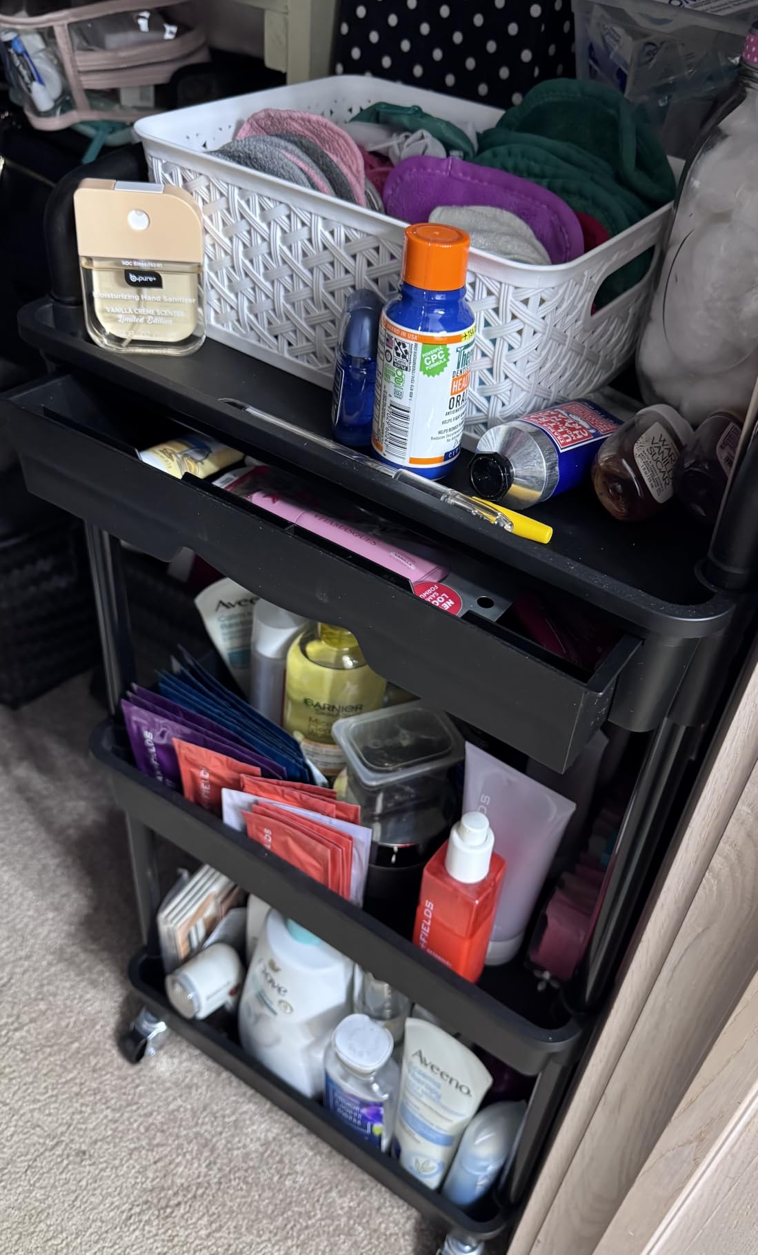 Goovilla 3 Tier Rolling Utility Cart Organizer with Removable Drawer, Black customer photo 1