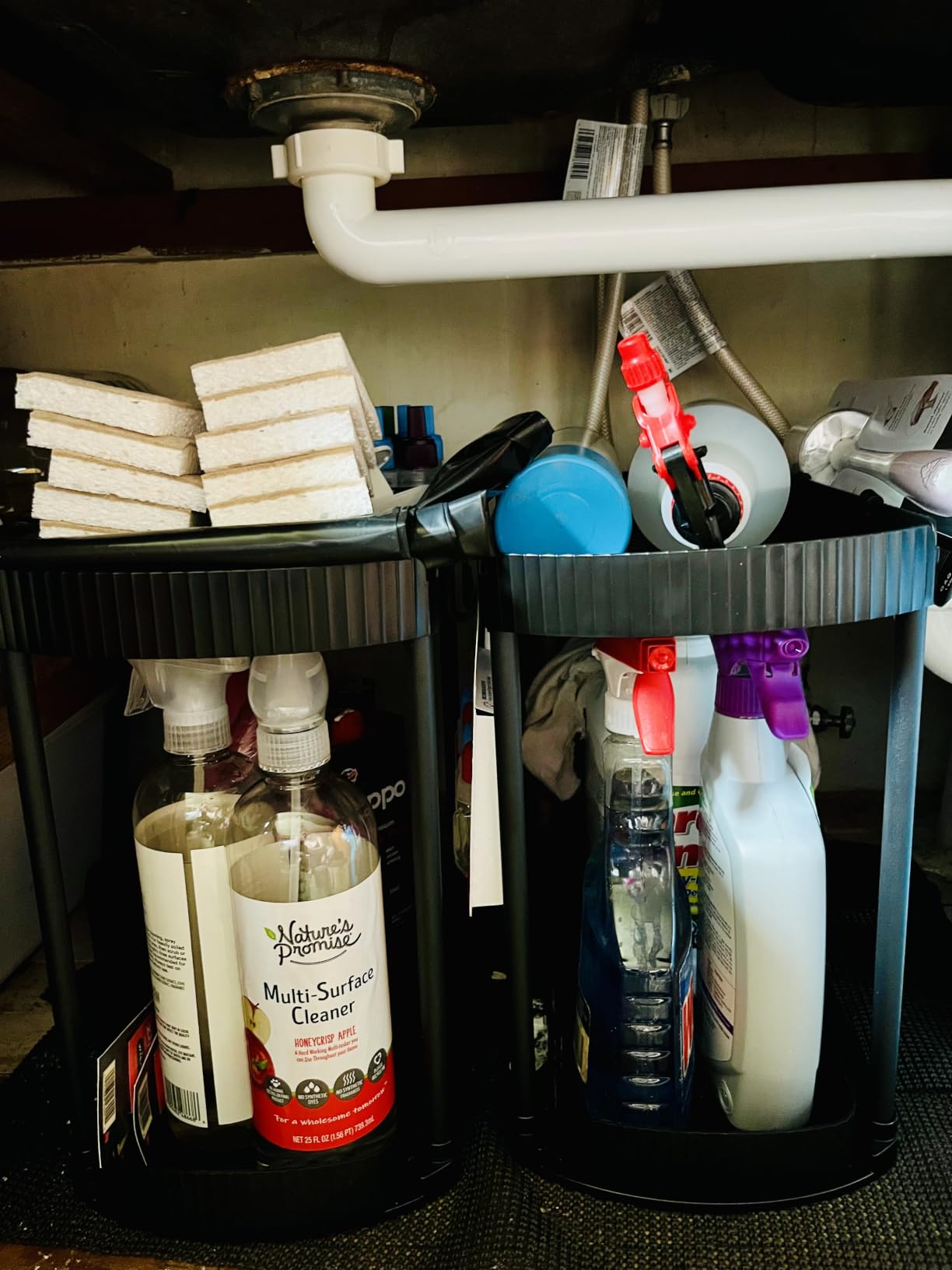 2 Packs Under Sink Pull-Out Storage Organizers, 12.8 Inches, Black | Multi-Purpose Cabinet Organizers and Storage for Bathroom & Kitchen customer photo 1