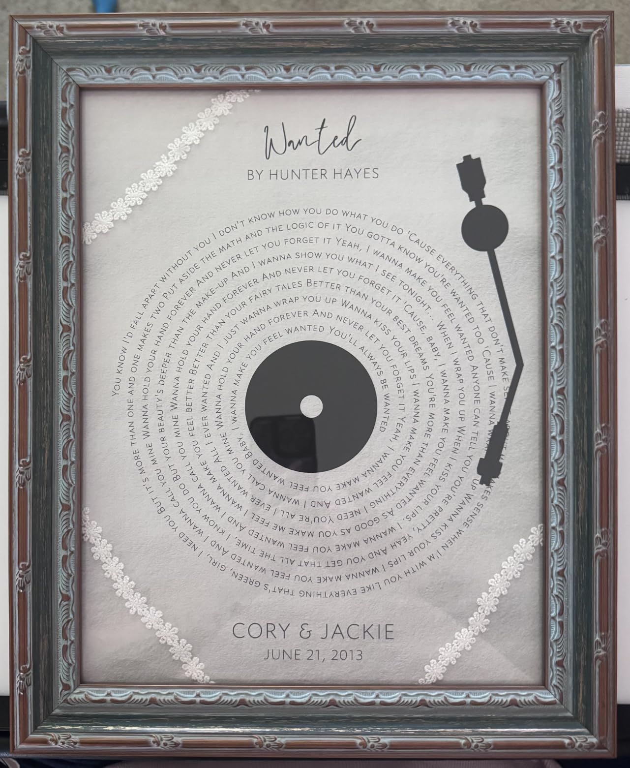 DREAM BIG PRINTABLES Customizable Couples Our Song Art Print | Personalized Wall Art with Your Favorite Song | Names and Date | Unique Romantic Gift for Anniversary | Wedding | or Valentine's Day customer photo 2