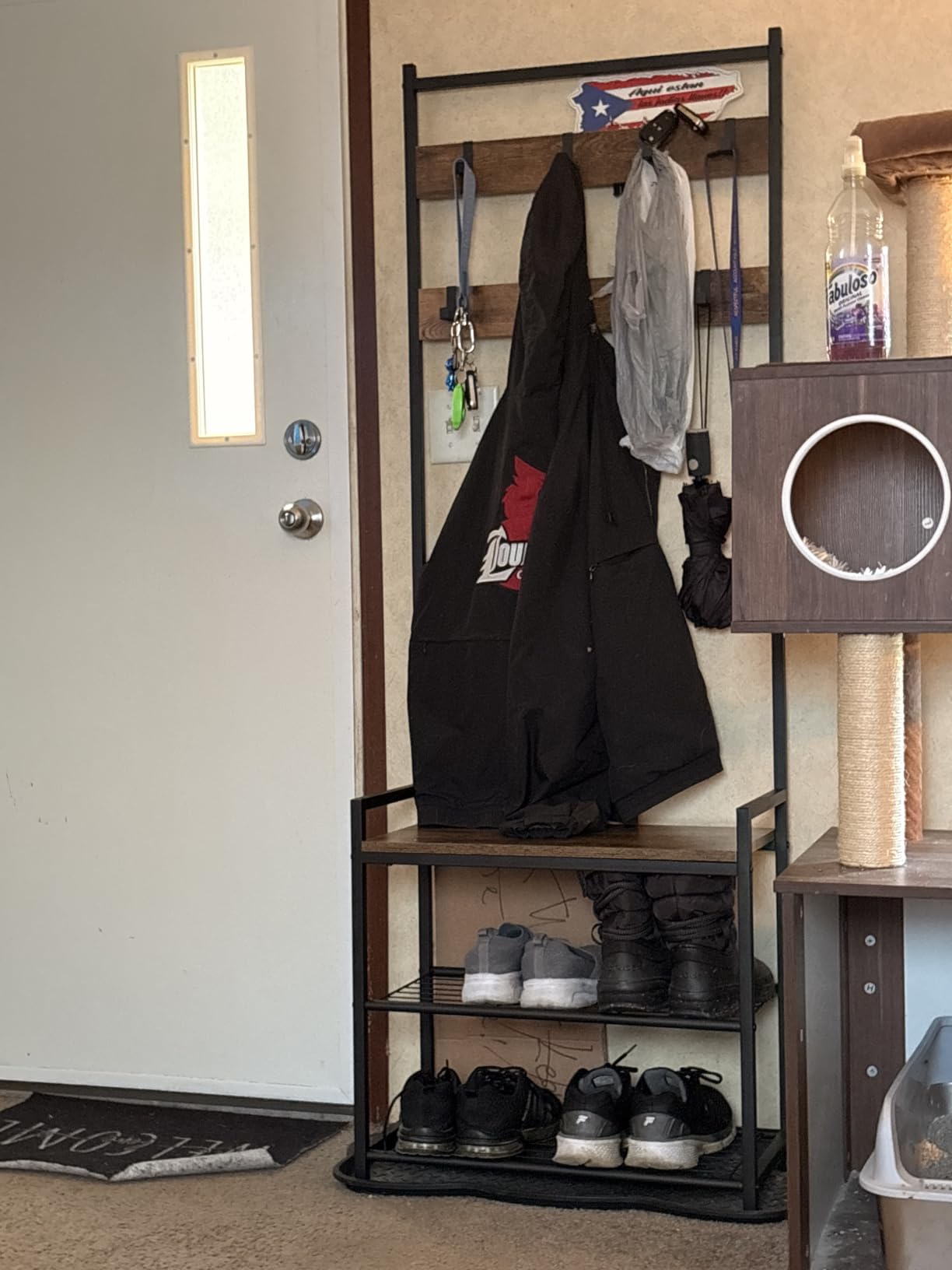 3-in-1 Entryway Coat Rack Hall Tree with Shoe Storage Bench - Brown | 7 Movable Hooks, 330lb Weight Capacity, Anti-Tip Design, Fits Small Spaces customer photo 2