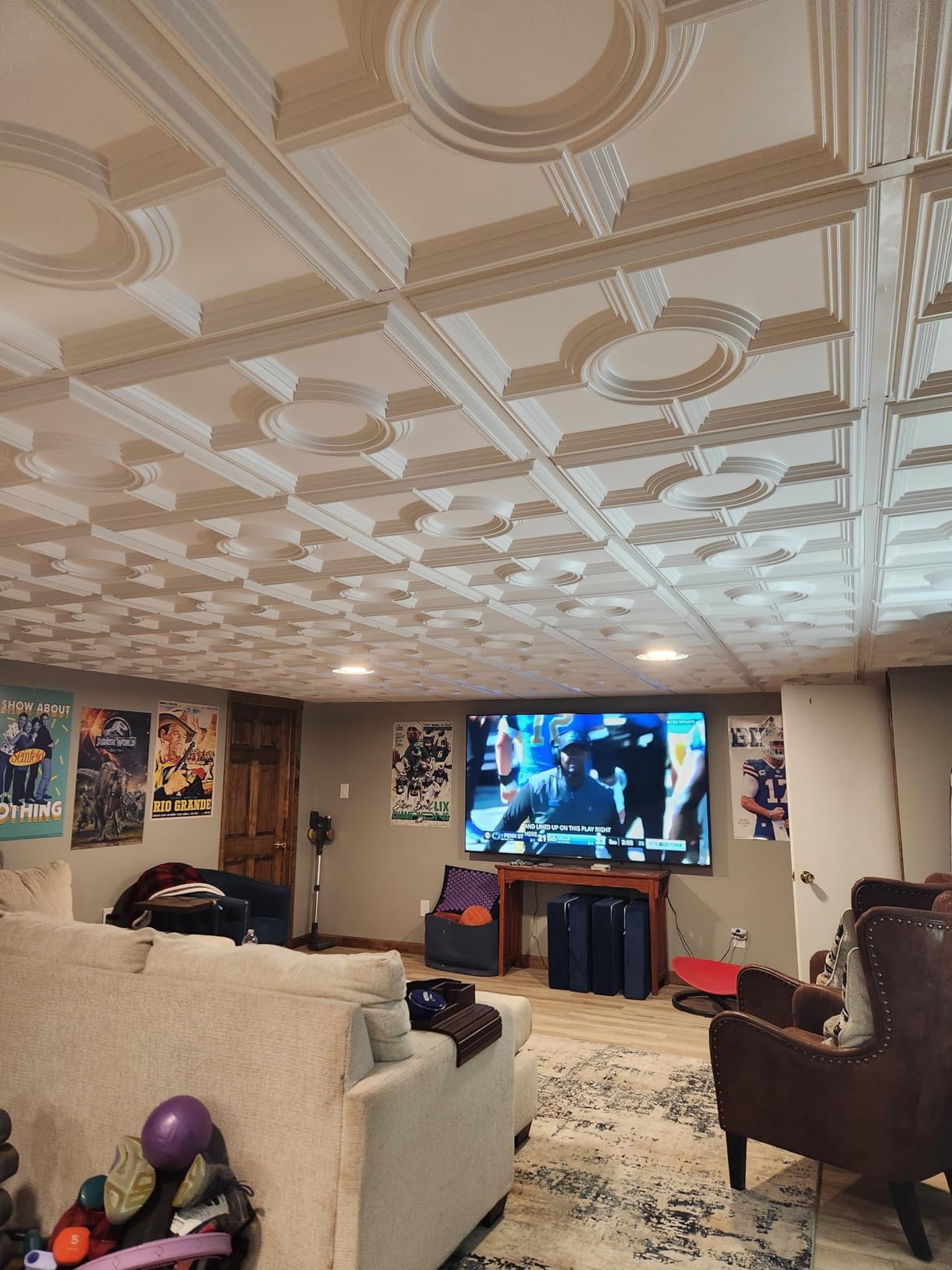 STICKGOO PVC Ceiling Tiles, Antique Copper Decorative Drop Ceiling Tiles 24 x 24in, 12-Pack Panels Cover 48 Sq. Ft customer photo 2