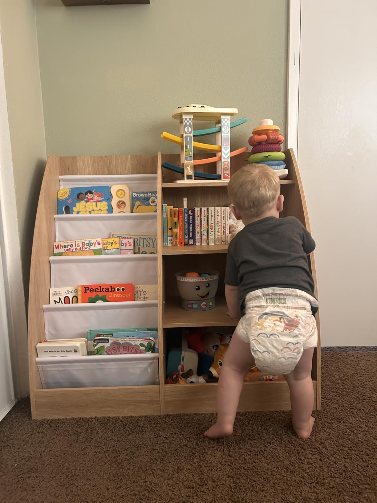 4 Tier Kids Bookshelf,4 Layer Sling Kids Book Shelf for Kids Rooms,Wood Children Bookcase,Baby Storage Book Rack,Toddler Bookshelf, Book and Toy Organizer,Book Display Shelf for Bedroom, Nursery customer photo 1