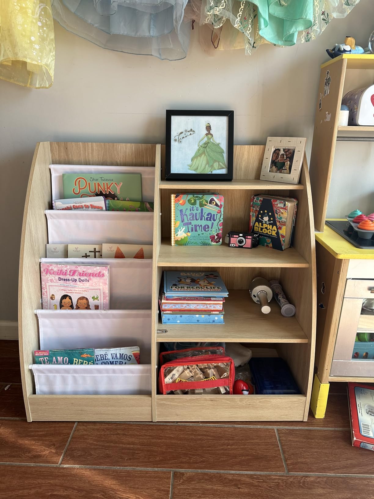 4 Tier Kids Bookshelf,4 Layer Sling Kids Book Shelf for Kids Rooms,Wood Children Bookcase,Baby Storage Book Rack,Toddler Bookshelf, Book and Toy Organizer,Book Display Shelf for Bedroom, Nursery customer photo 2