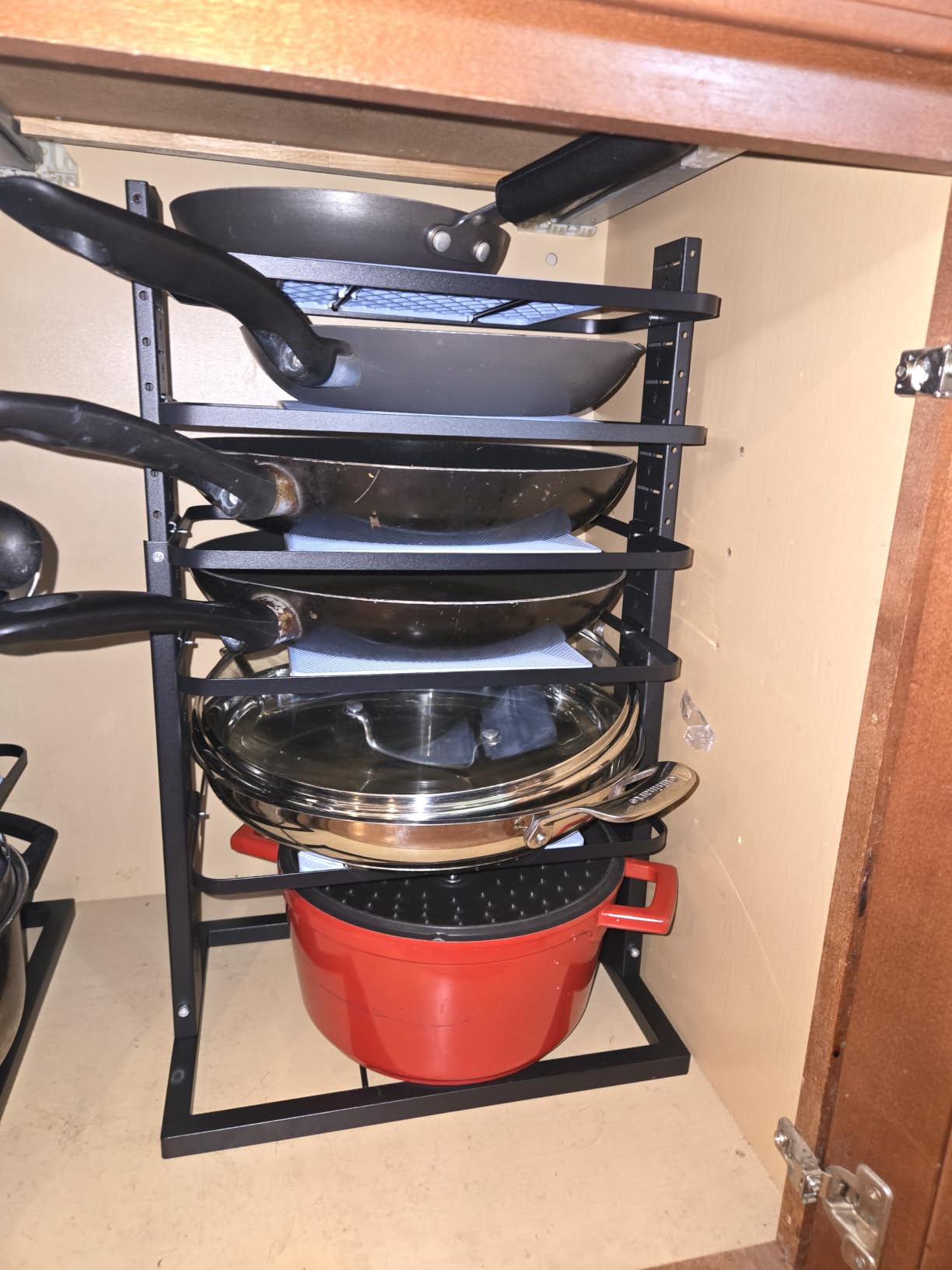 LAMU Pots and Pans Organizer for under Cabinet, 6-Tier Heavy Duty Pan Pot Organizers inside Cabinet Adjustable 14 to 24.57