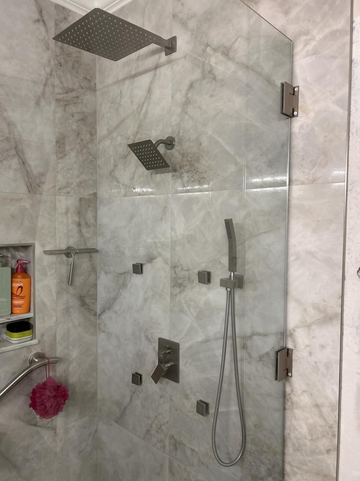 Shower System with Body Jets Matte Black, STARBATH 4 Way 12+6