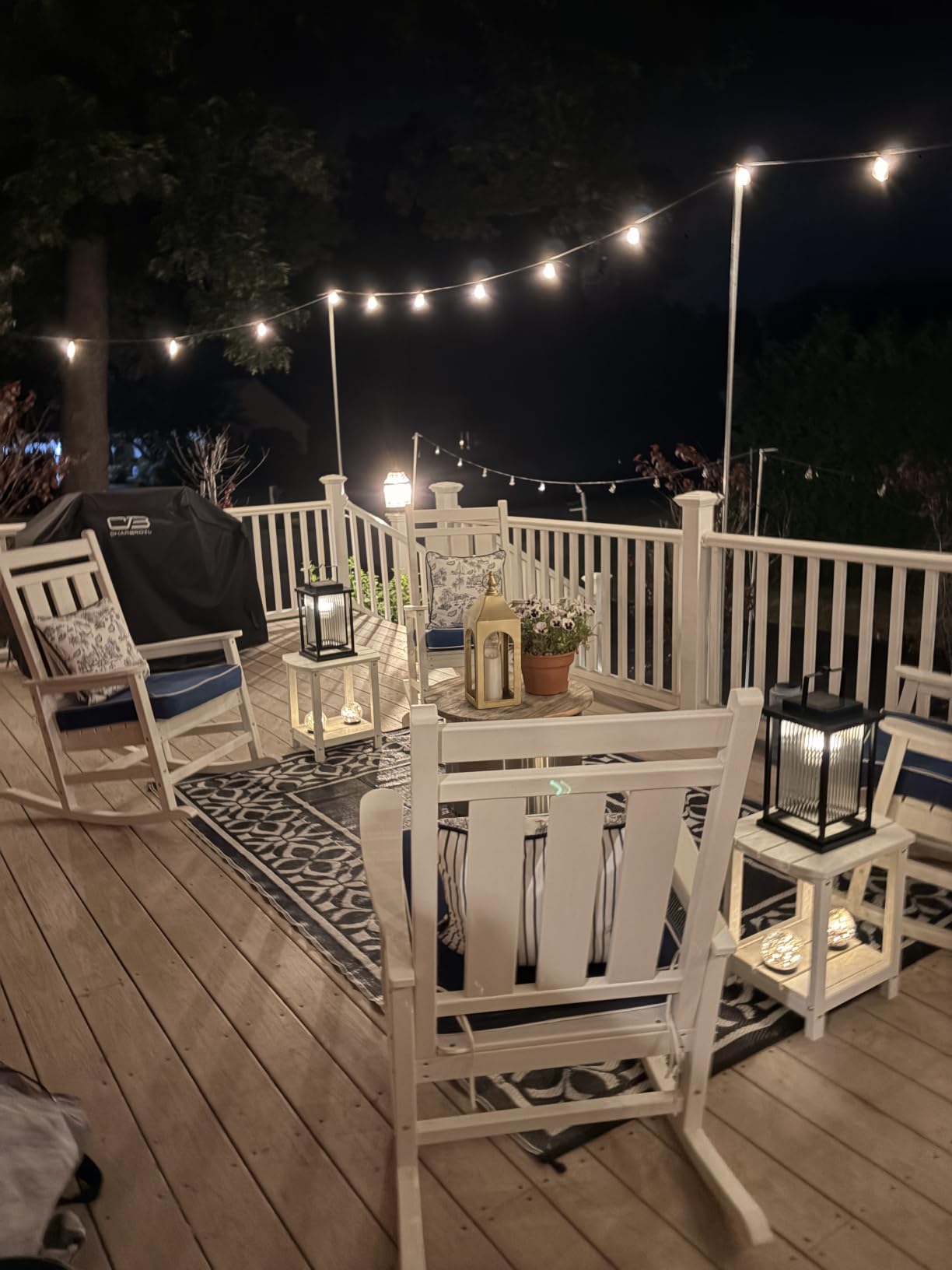KINGYES Oversized Outdoor Rocking Chair Set of 2, HDPE Patio Rockers, Brown | All-Weather Patio Rocking Chairs for Porch | High Back & Wide Seat for Garden, Lawn customer photo 1