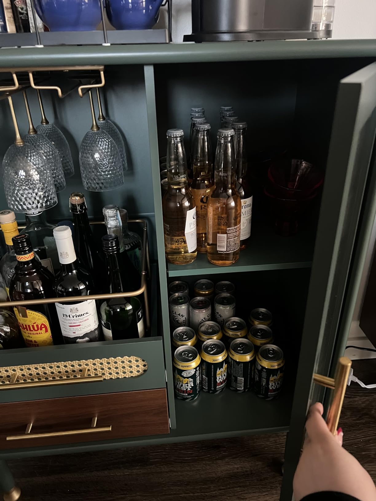 ARTPOWER Modern Coffee Bar Cabinet with Pull-Out Wine Storage, Black | Bar Cart with Wine Glass Rack and Drawers, Liquor Cabinet for Kitchen, Dining Room, Living Room customer photo 2