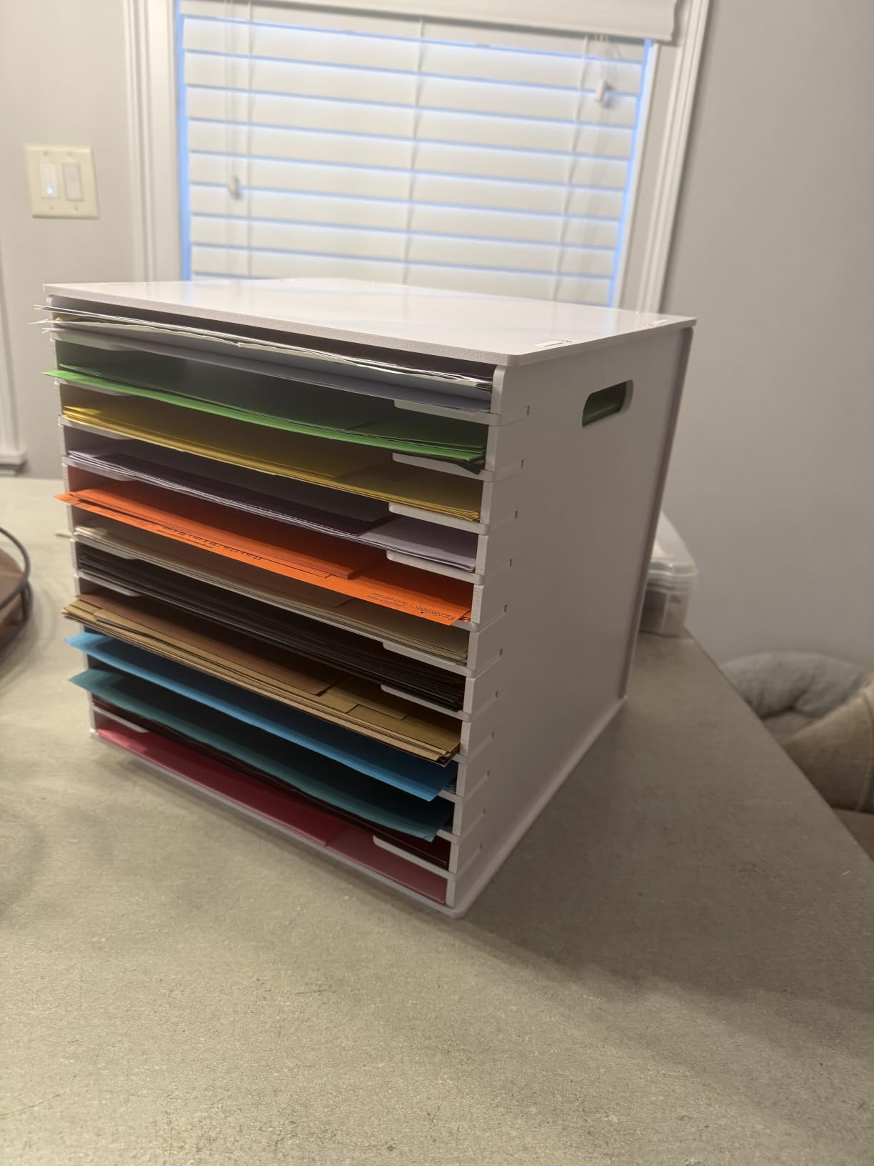 SONGWAY 12x12 Paper Storage Organizer - 13 Tier Desk File Organizer with Adjustable Shelves, Letter Mail Tray, 12x12 Stackable Scrapbook Paper Storage Cube for Home Office Classroom customer photo 1