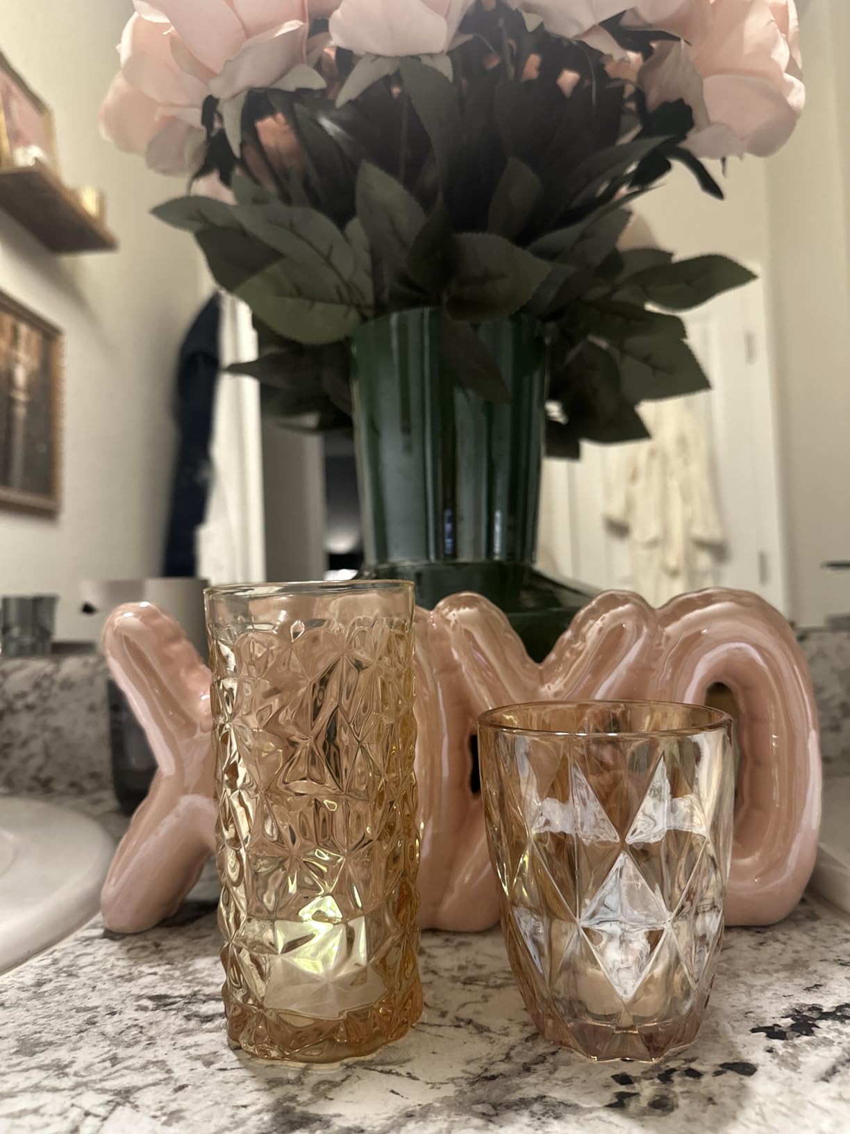 Rustic Wooden Tray with 8 Brown Glass Votive Candle Holders | Decorative Tea Light Holder Set for Mantel, Centerpiece, Dining Table Centerpiece Set, and Home Decor(Set of 8 Pieces) customer photo 1