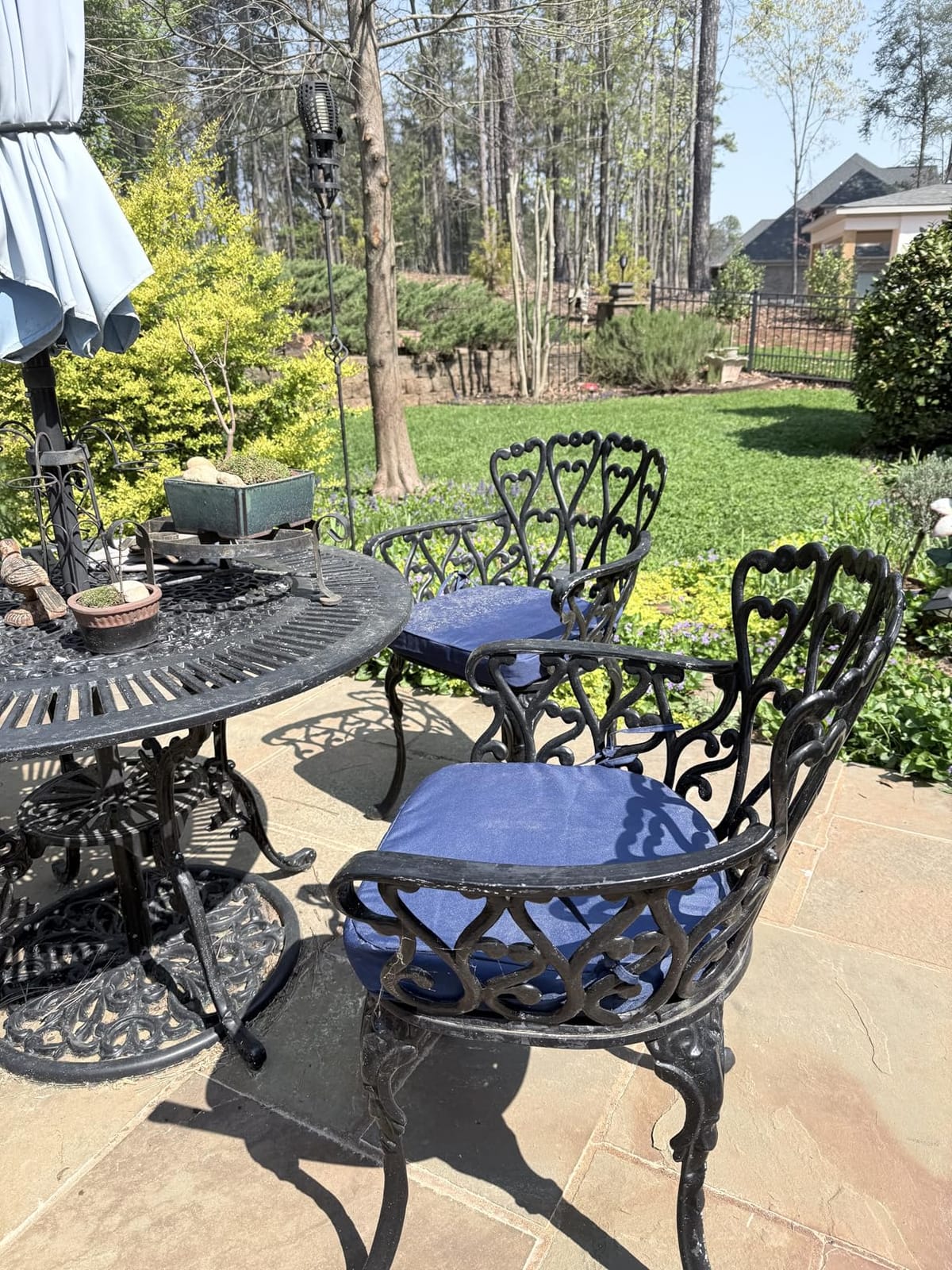 Summsun Outdoor Chair Cushions Set of 4: Waterproof Patio Furniture Cushions - 17 x 16 Inch Non Slip Round Corner Seat Cushion Pads with Removable Cover for Garden Yard Lawn, Navy Blue customer photo 1