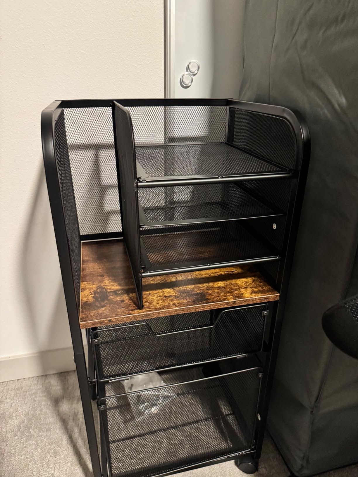 Feyejade 6-Tier Rolling File Cart Multi Mobile Drawer Cabinet Black | File cabinet organizer with wheels, letter size filing storage cart, home office hanging folder storage for teacher customer photo 1