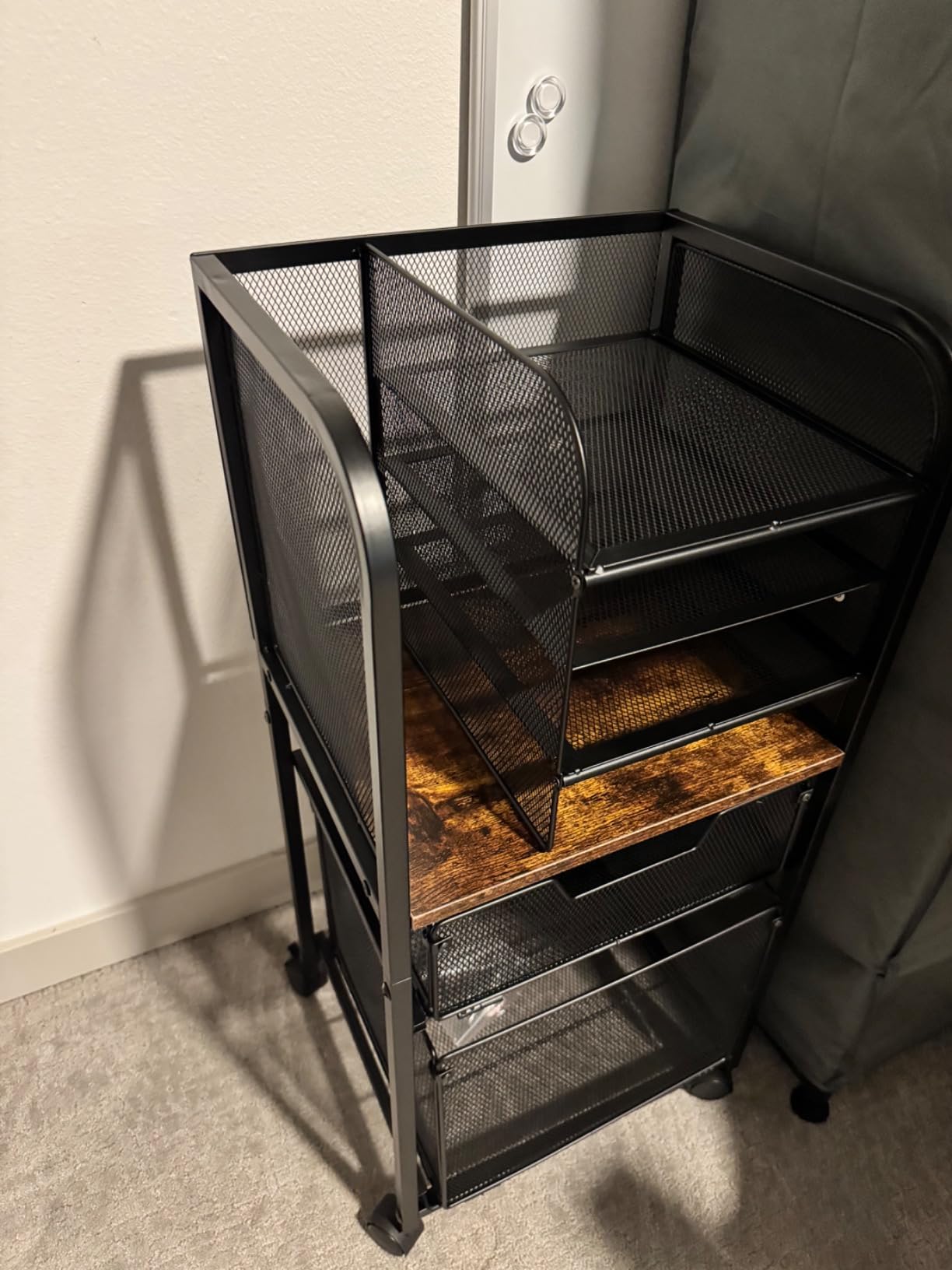 Feyejade 6-Tier Rolling File Cart Multi Mobile Drawer Cabinet Black | File cabinet organizer with wheels, letter size filing storage cart, home office hanging folder storage for teacher customer photo 2