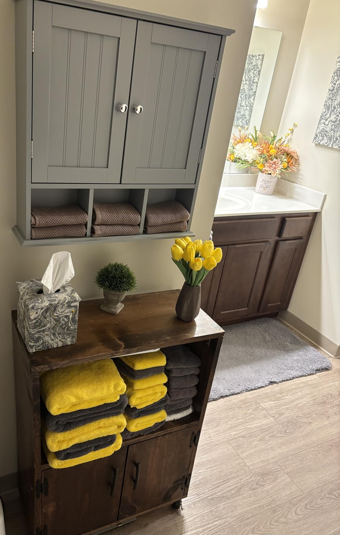 ChooChoo Narrow Bathroom Storage Cabinet with Adjustable Shelves, Tall Storage Cabinet with 2 Doors and 1 Drawer, Freestanding Cupboard for Small Spaces, White customer photo 1