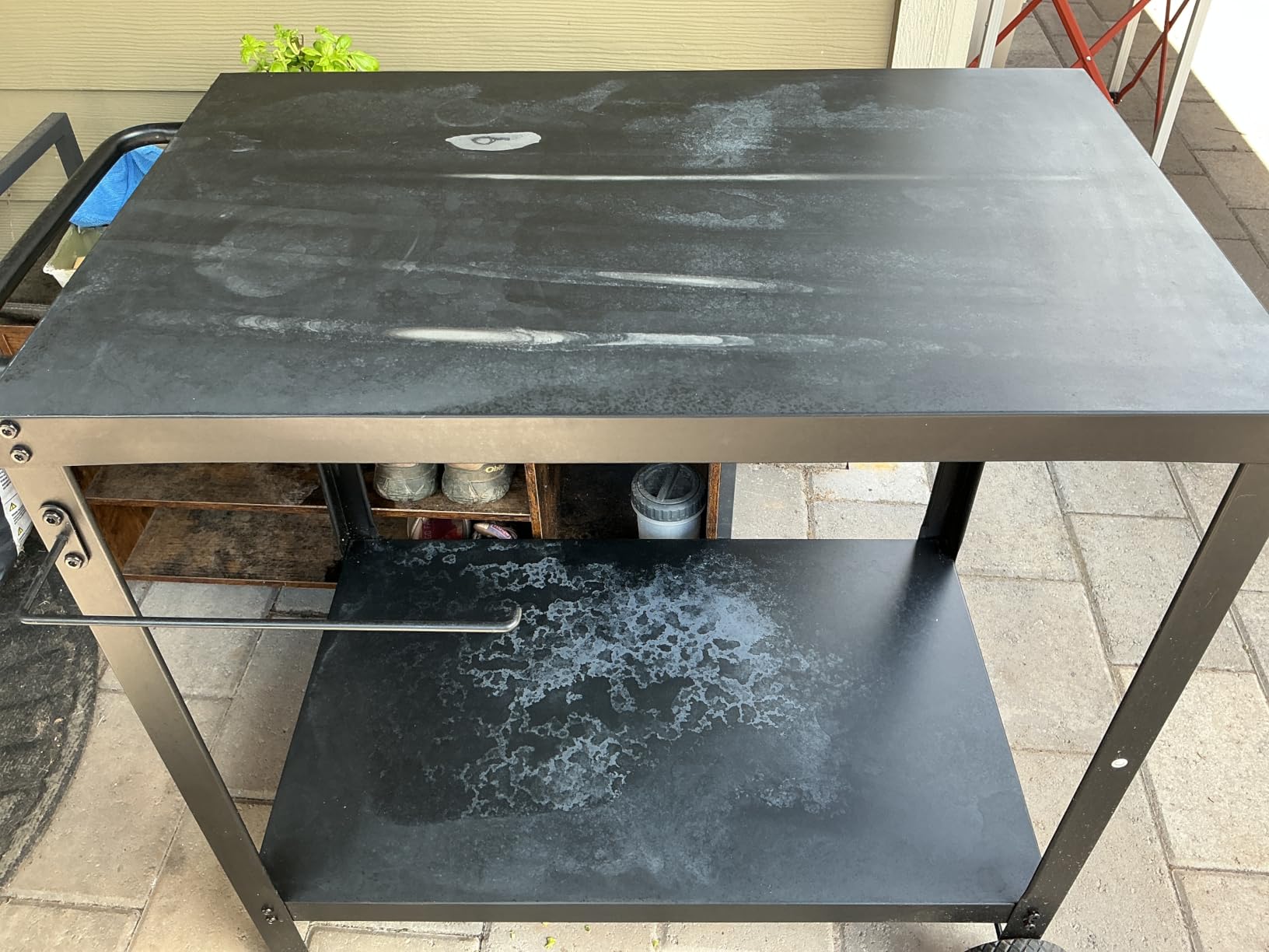 Yozoia Outdoor Grill Table for Blackstone Griddle, Grill Cart with Wheels | Pizza Oven Table for Outside Patio, Portable, for Ninja, Griddle Stand Fit 17