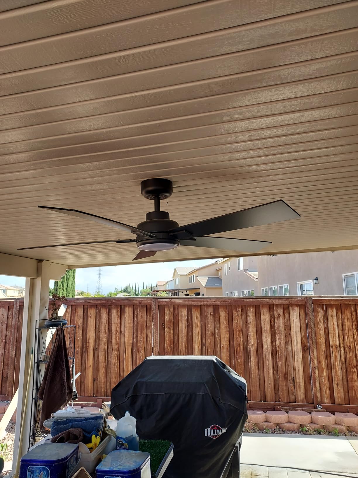 52 Inch Black Ceiling Fans with Lights and Remote | Cover Outdoor Ceiling Fan Reversible DC Motor, 6-Speed Quiet 3CCT for Indoor Bedroom, Living Room, Patios, ETL Listed customer photo 1