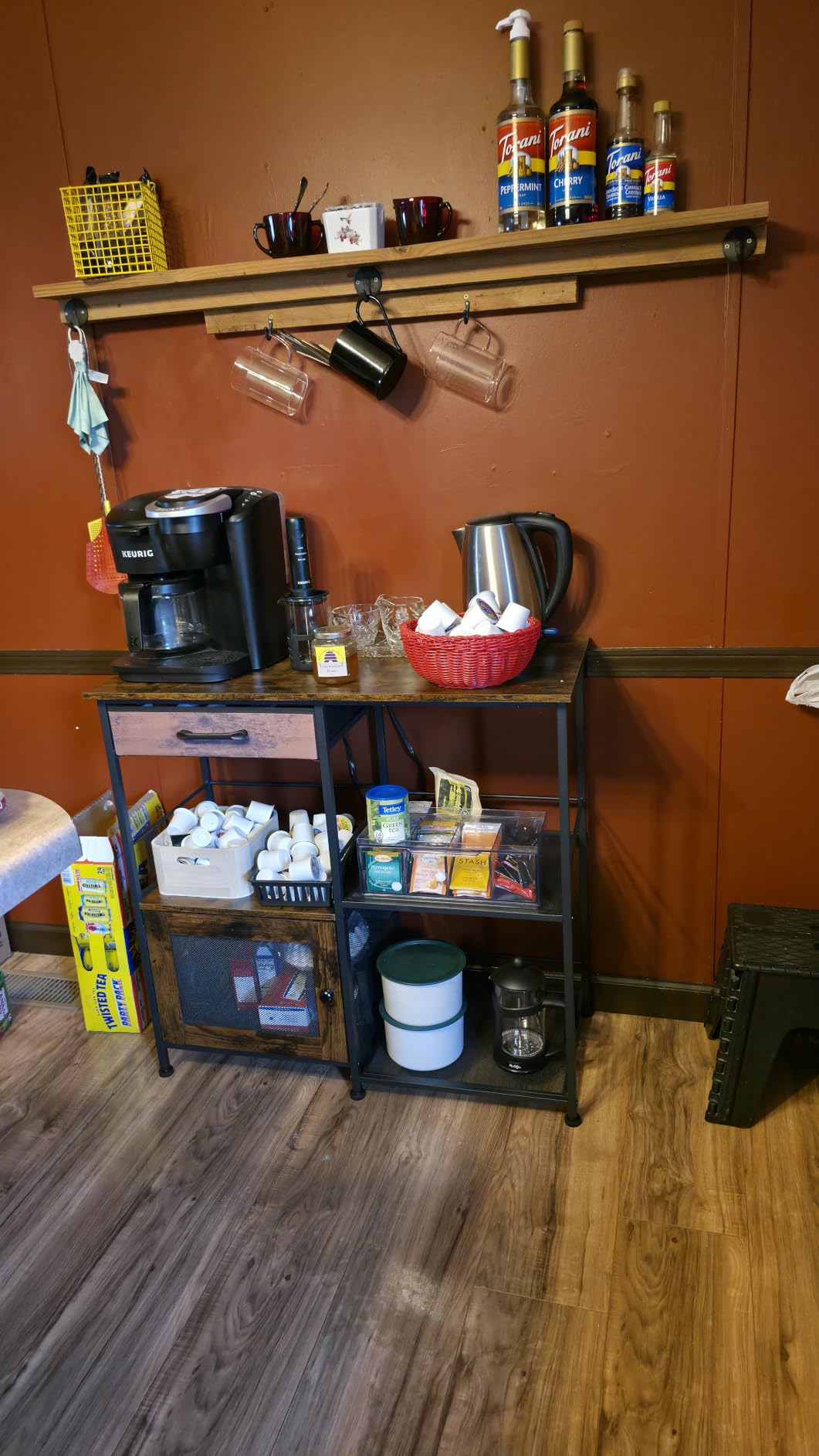 SWTYMIKI Coffee Bar Cabinet for Home - Farmhouse Coffee Stand Station Multi-Purpose Buffet Sideboard Cabinet with Drawers - Kitchen Bar Table for Living Room, Corner, Small Space, Espresso customer photo 1