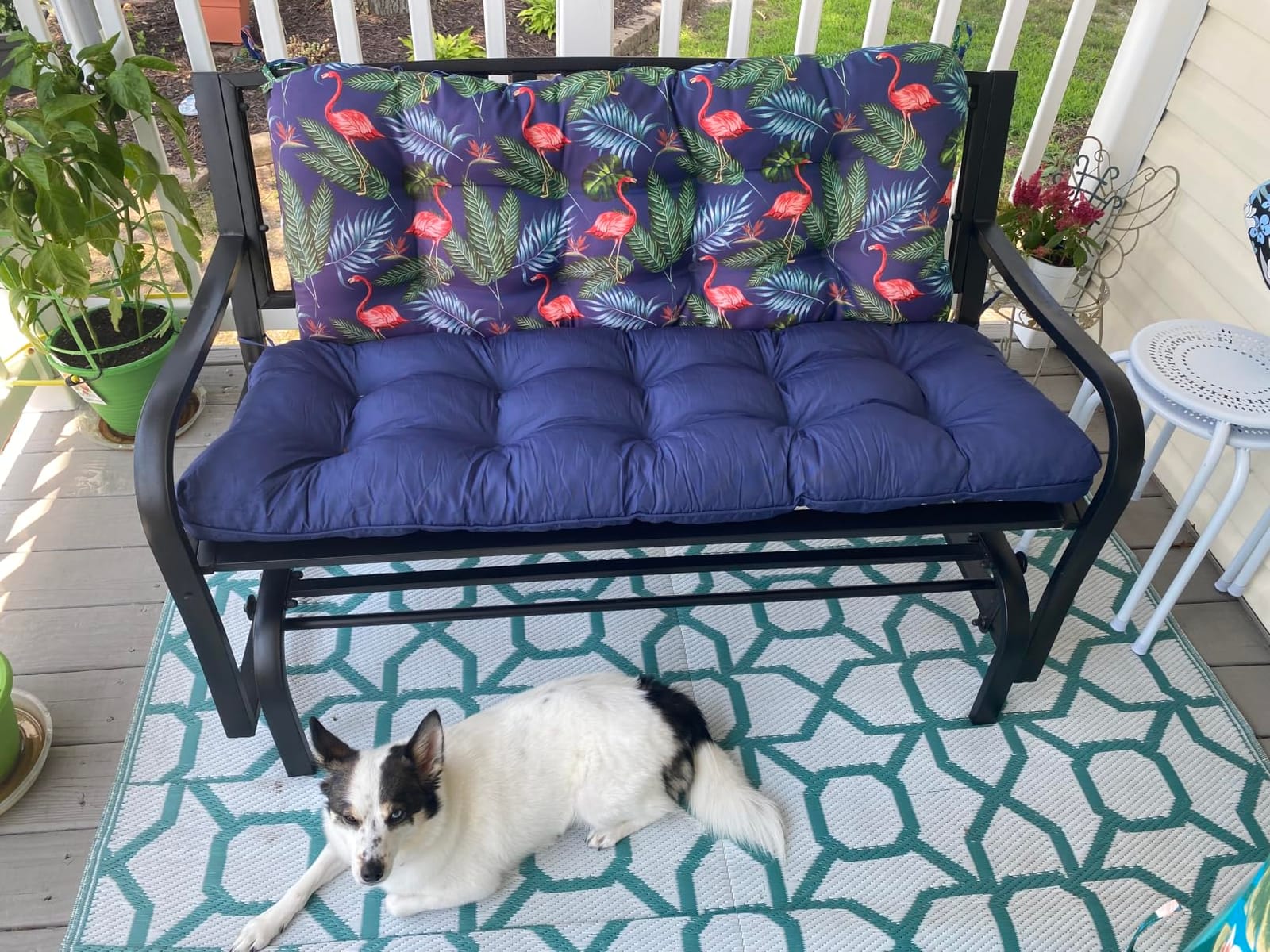 IPYNBAP Outdoor Bench Cushion, 48x18x5 Inch, Water-Resistant Bench Cushion for Outdoor/Indoor Furniture, Patio Bench Seat Cushion, Fade Resistant Outdoor Cushions for Porch Swing Couch, Navy Blue customer photo 1