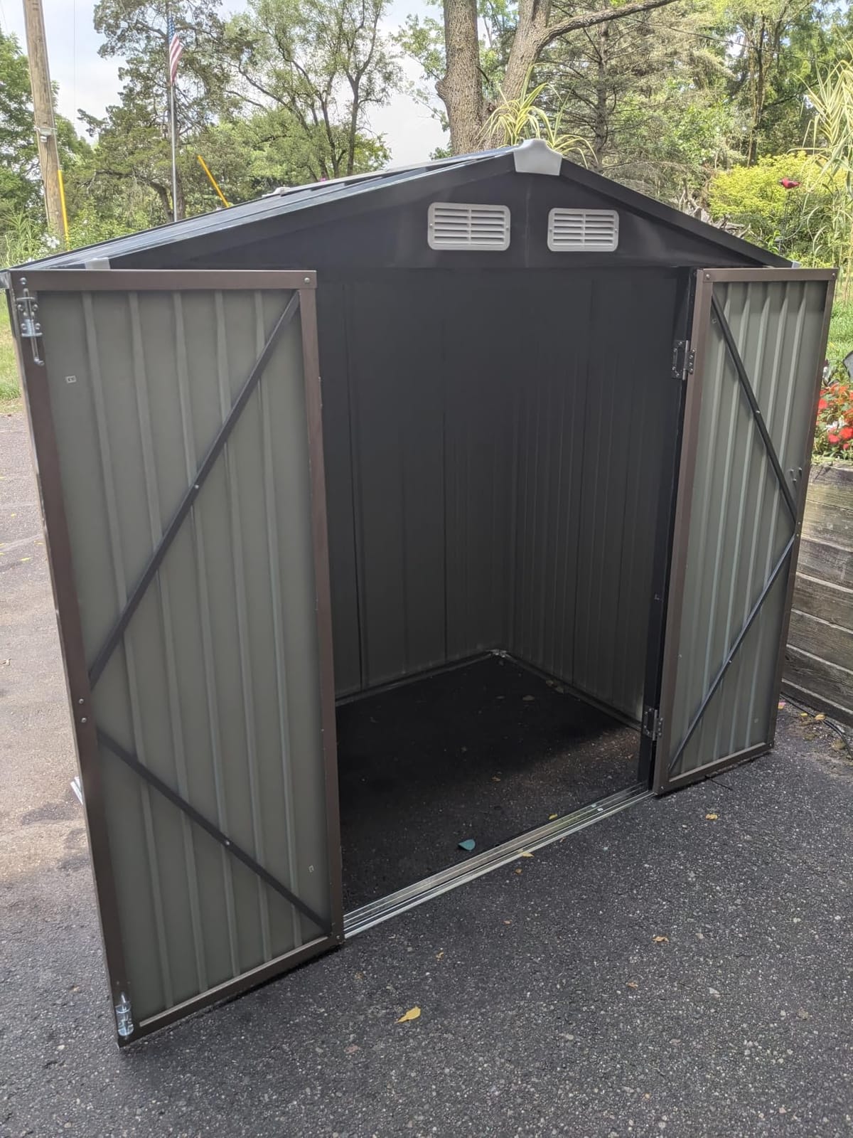 Aoxun 6.2x4 FT Shed Outdoor Storage Shed, Brown | Metal Shed with Lockable Doors & Slooping Roof Garden Tool Shed for Backyard, Patio, Poolside customer photo 1