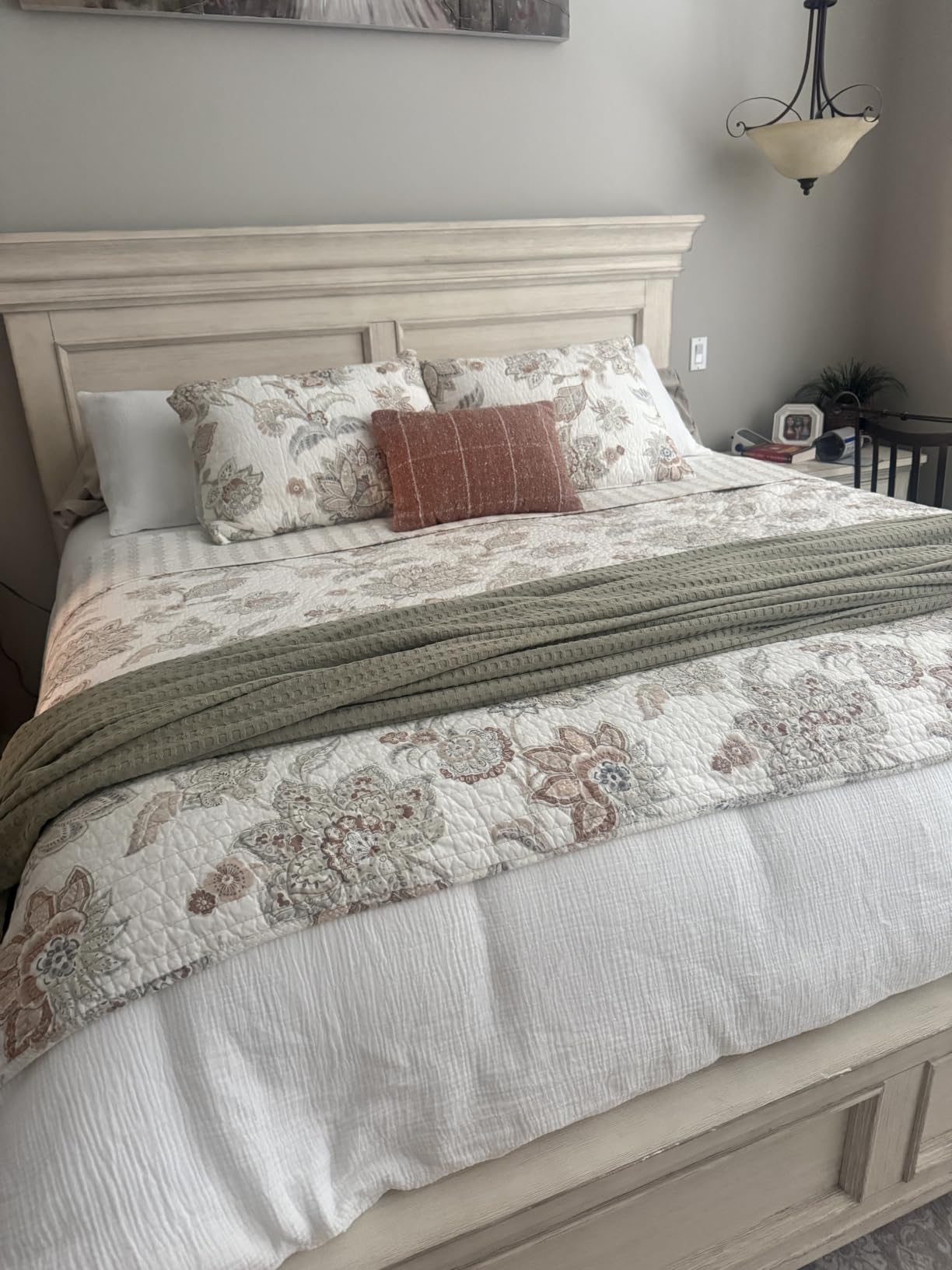 Elegant Comfort Premium 100% Cotton Waffle Blanket - Lightweight Breathable Waffle Weave Bed Blanket - Soft and Warm All Season Blanket for Couch, Sofa and Bed, King Size 90x108 Inches, Sage customer photo 1
