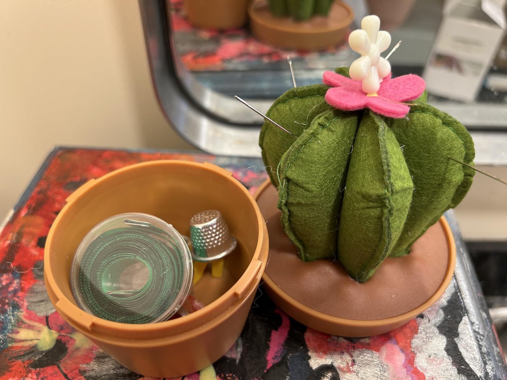 Monipair Cactus-Shaped Pin Cushion with Sewing Notions | Includes sewing notions and equipped with a magnetic pin holder; cute desk decor and gift for quilters, sewers and crafters customer photo 1
