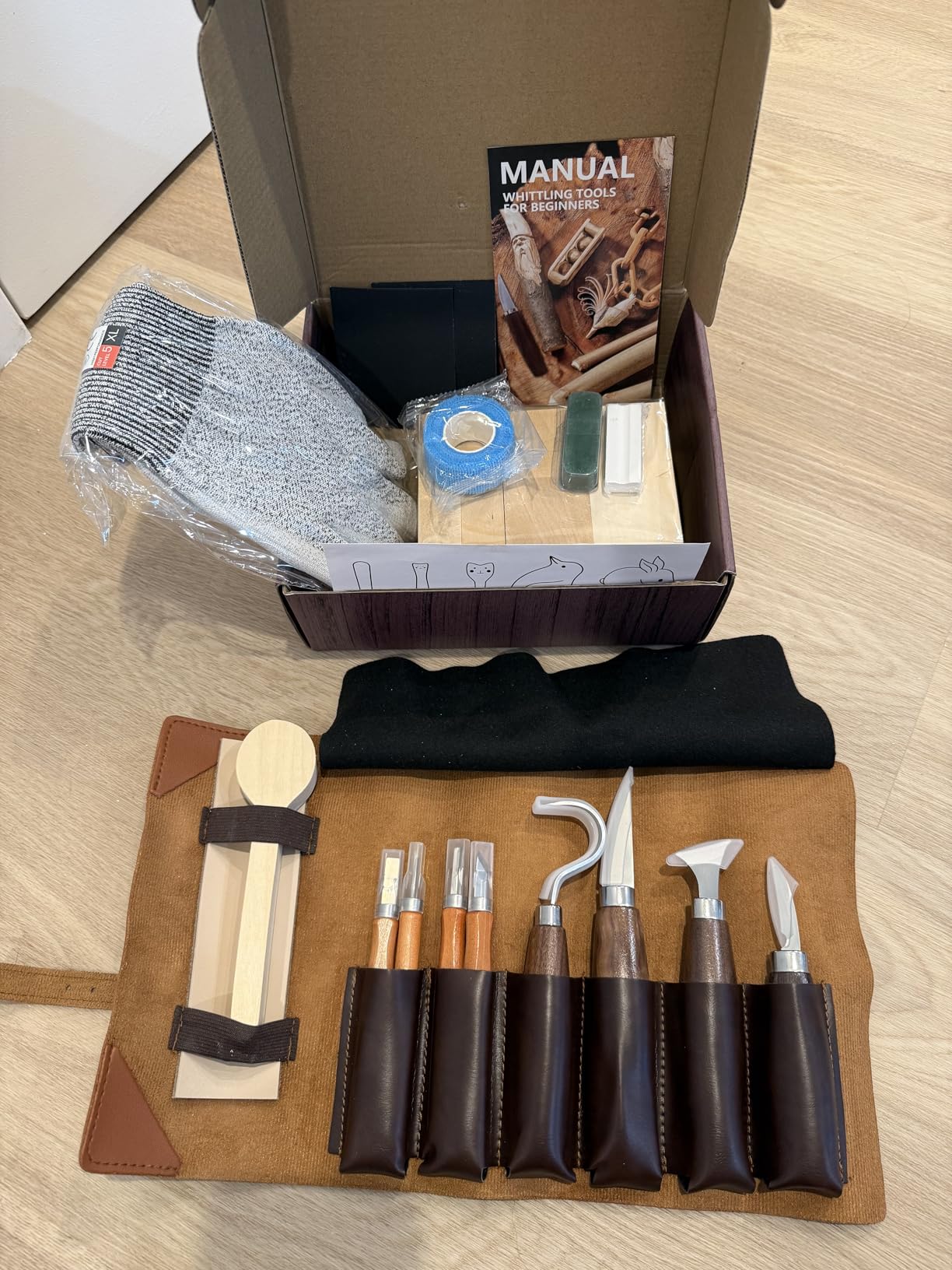 Wood Carving Kit Whittling Kit: Wood Carving Knife Tools with Leather Case | Deluxe Woodworking Hobby Kit for Beginners Adult Kids customer photo 1