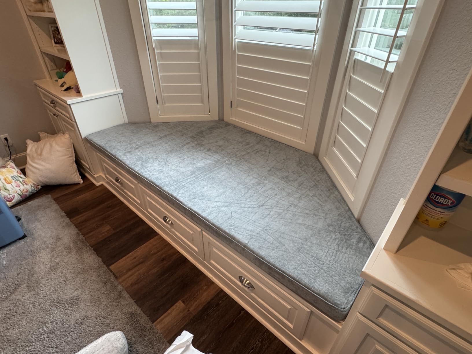 Custom Bay Window Sill Seat Cushion Weaving Texture Chenille Customized Bench Seating Foam Cushions Pad Set for Indoor Furniture, Mudroom Entryway, Dining Room Kitchen Breakfast Nook, Non Slip Bottom customer photo 1