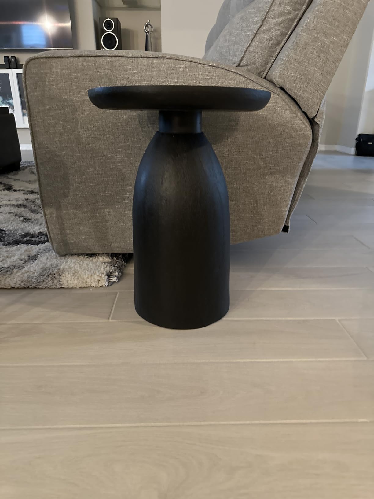 Modway Holloway Solid Mango Wood Side End Table in Black - Contemporary Wooden Accent Table for Living Room - Small Round Plant Stand or Pedestal Drink Table customer photo 2